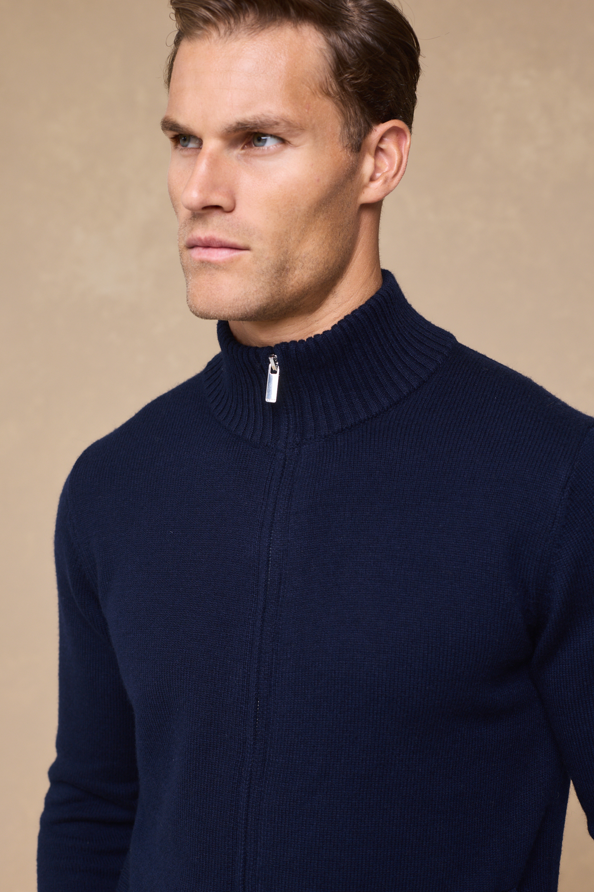 Emil Zip Through Knitted Jacket - Navy