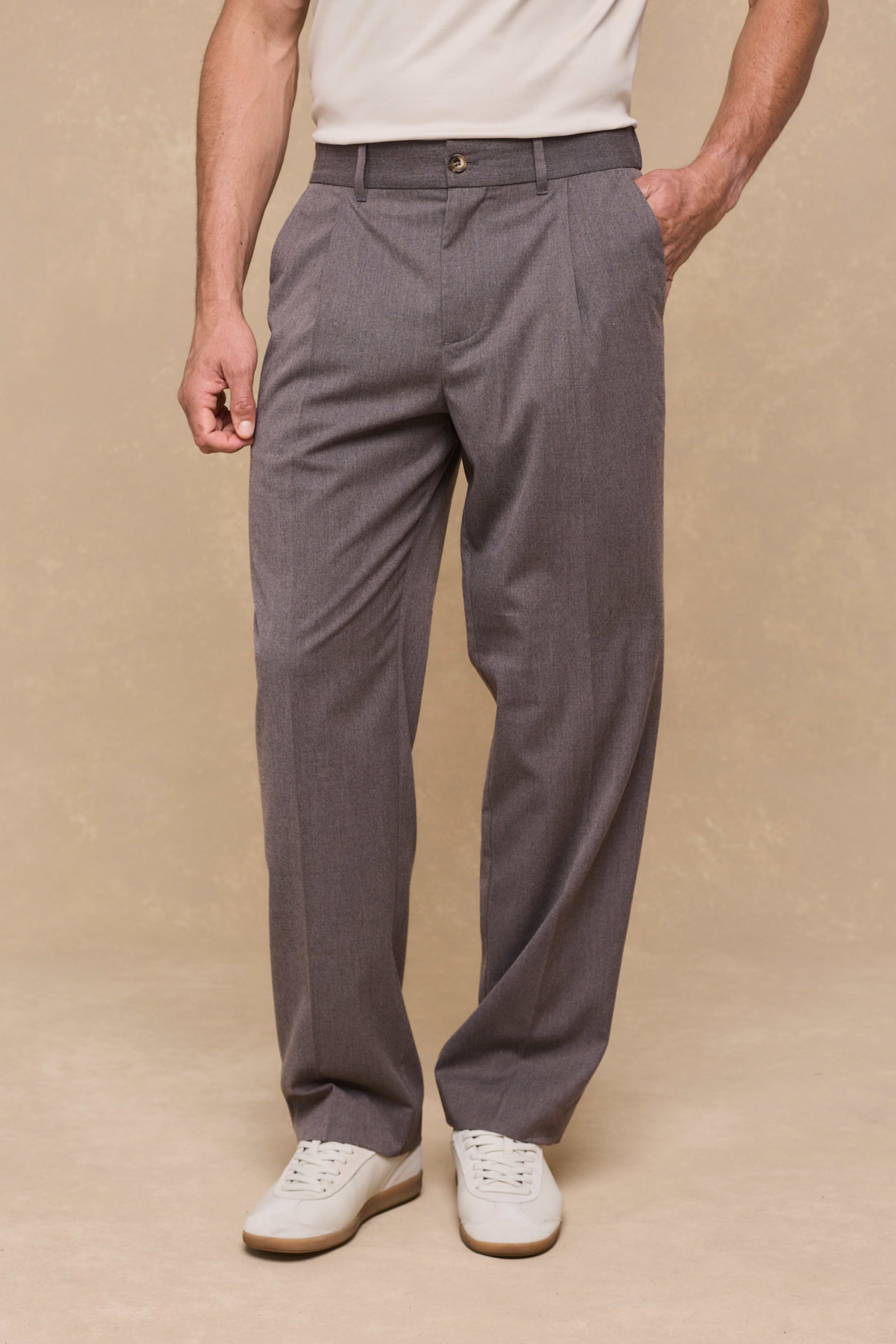Romeo Tailored Trouser - Taupe Marl