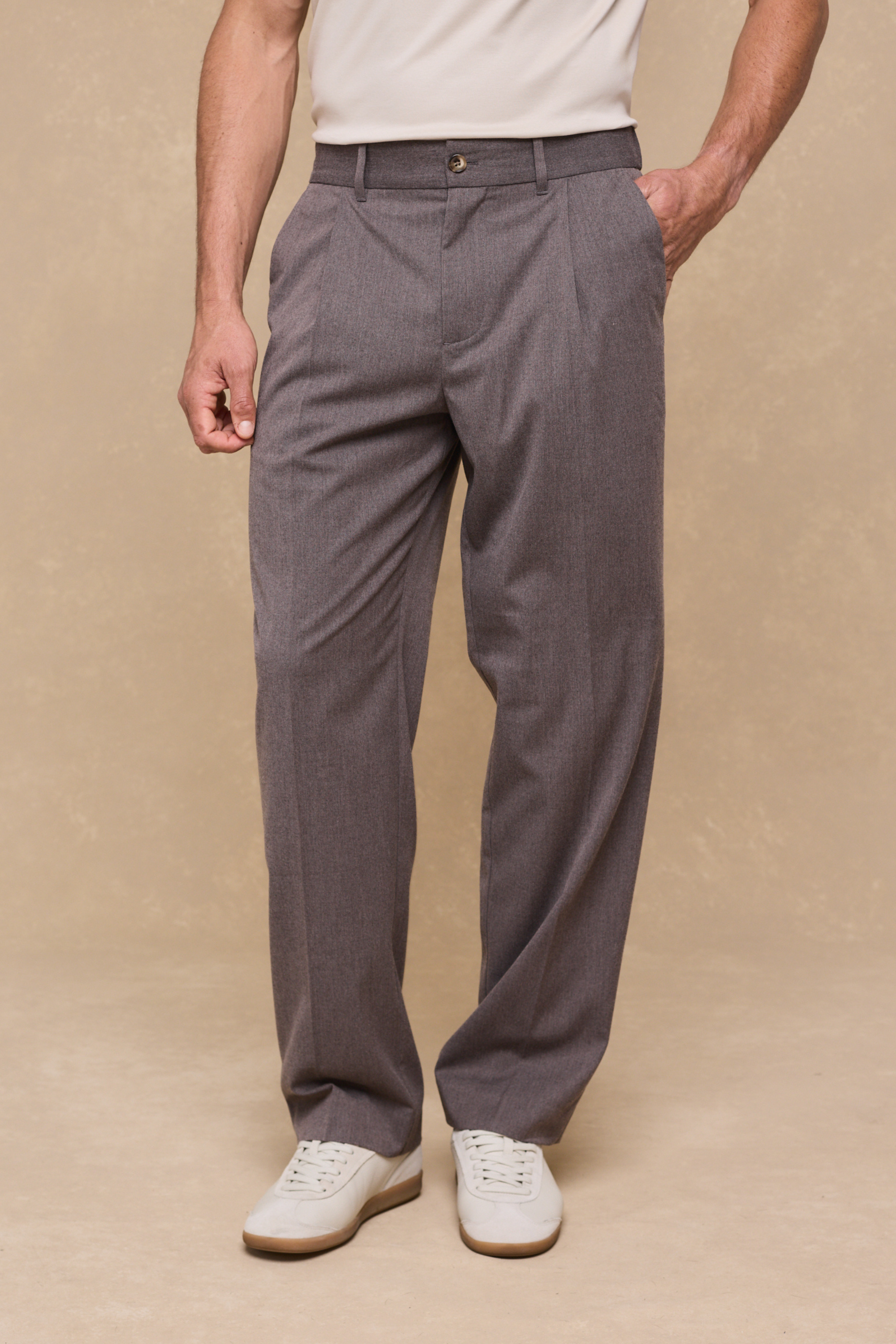 Romeo Tailored Trouser - Taupe Marl