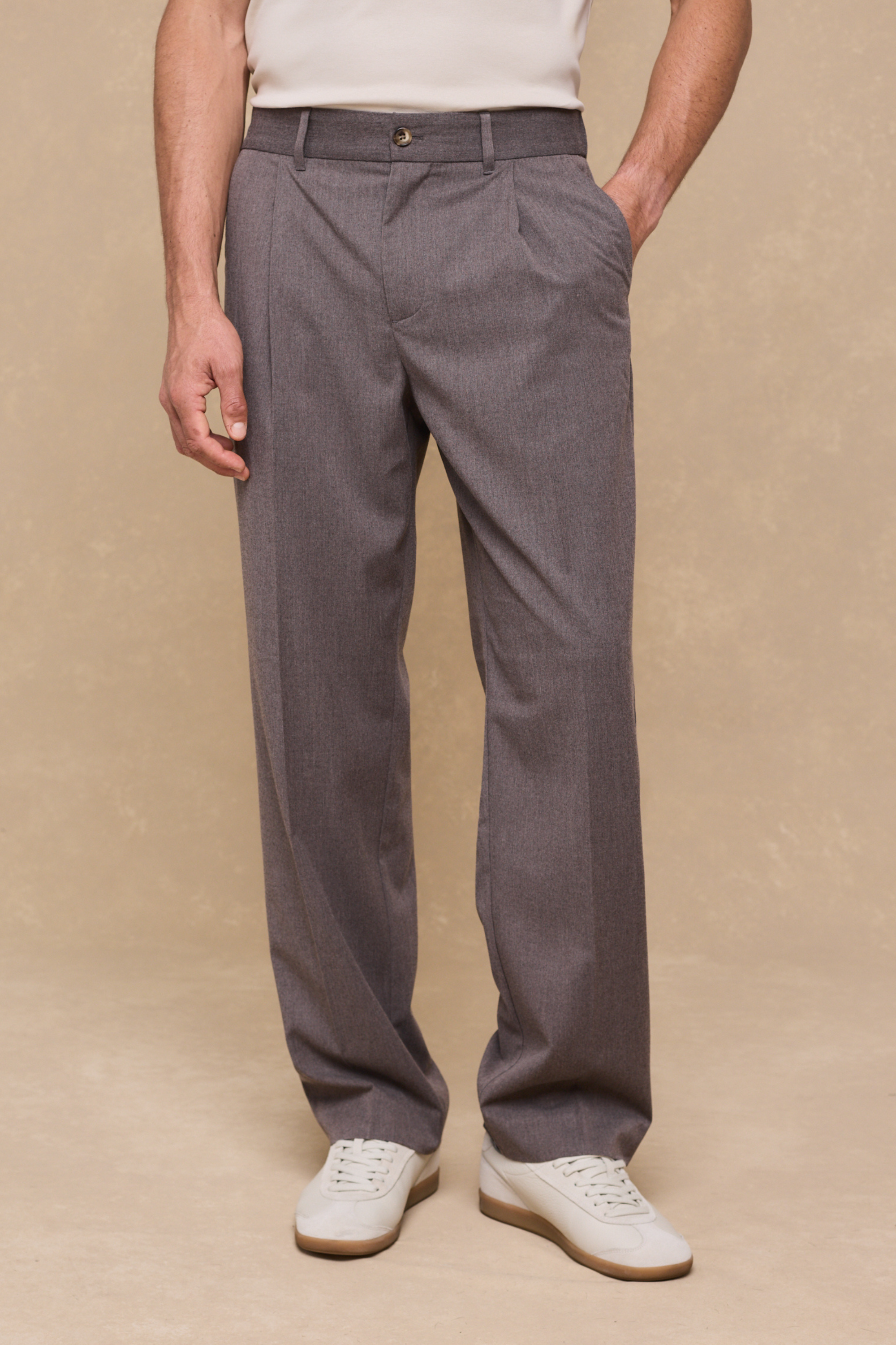 Romeo Tailored Trouser - Taupe Marl