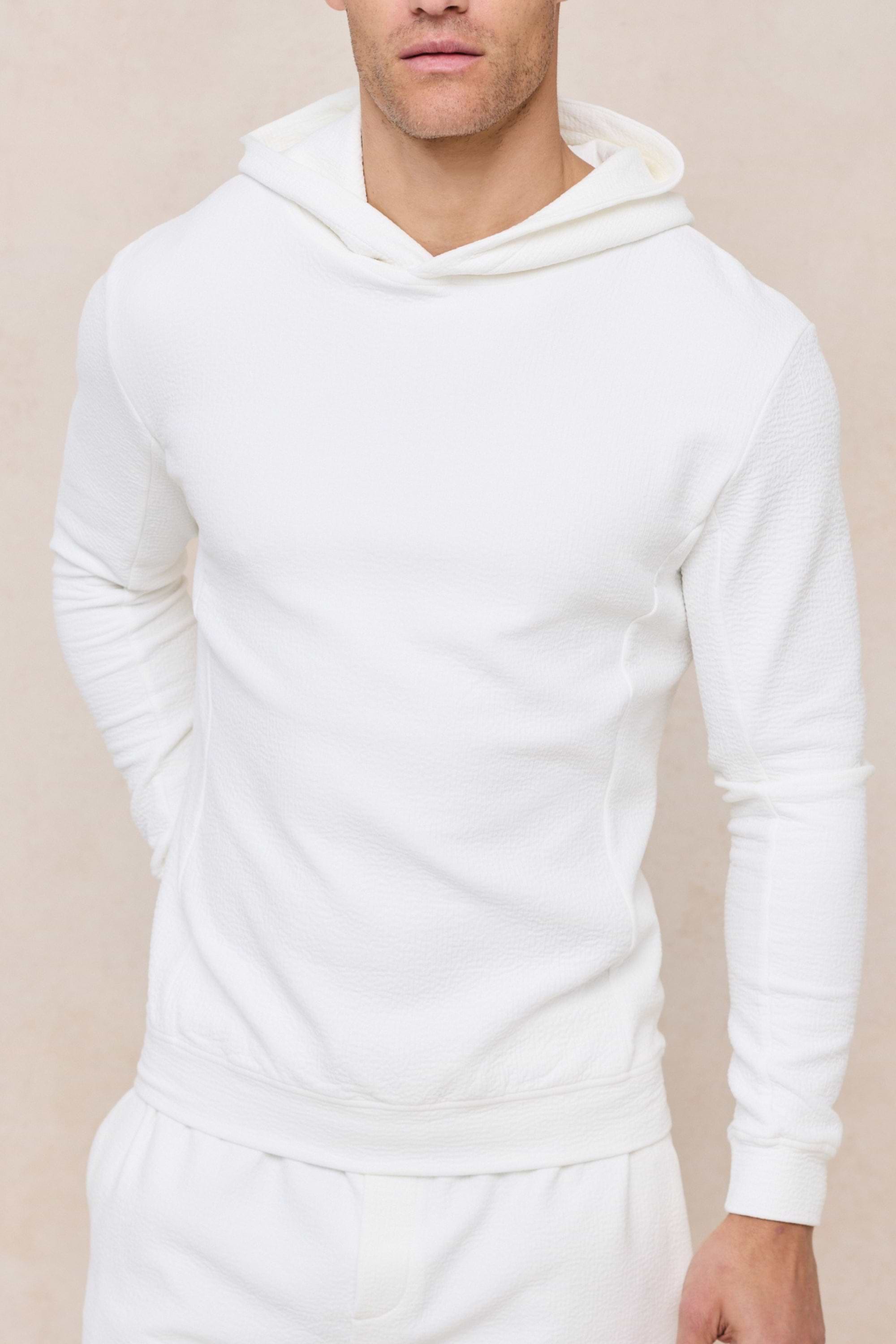 Zarco Crinkled Jersey Hoodie - Ivory