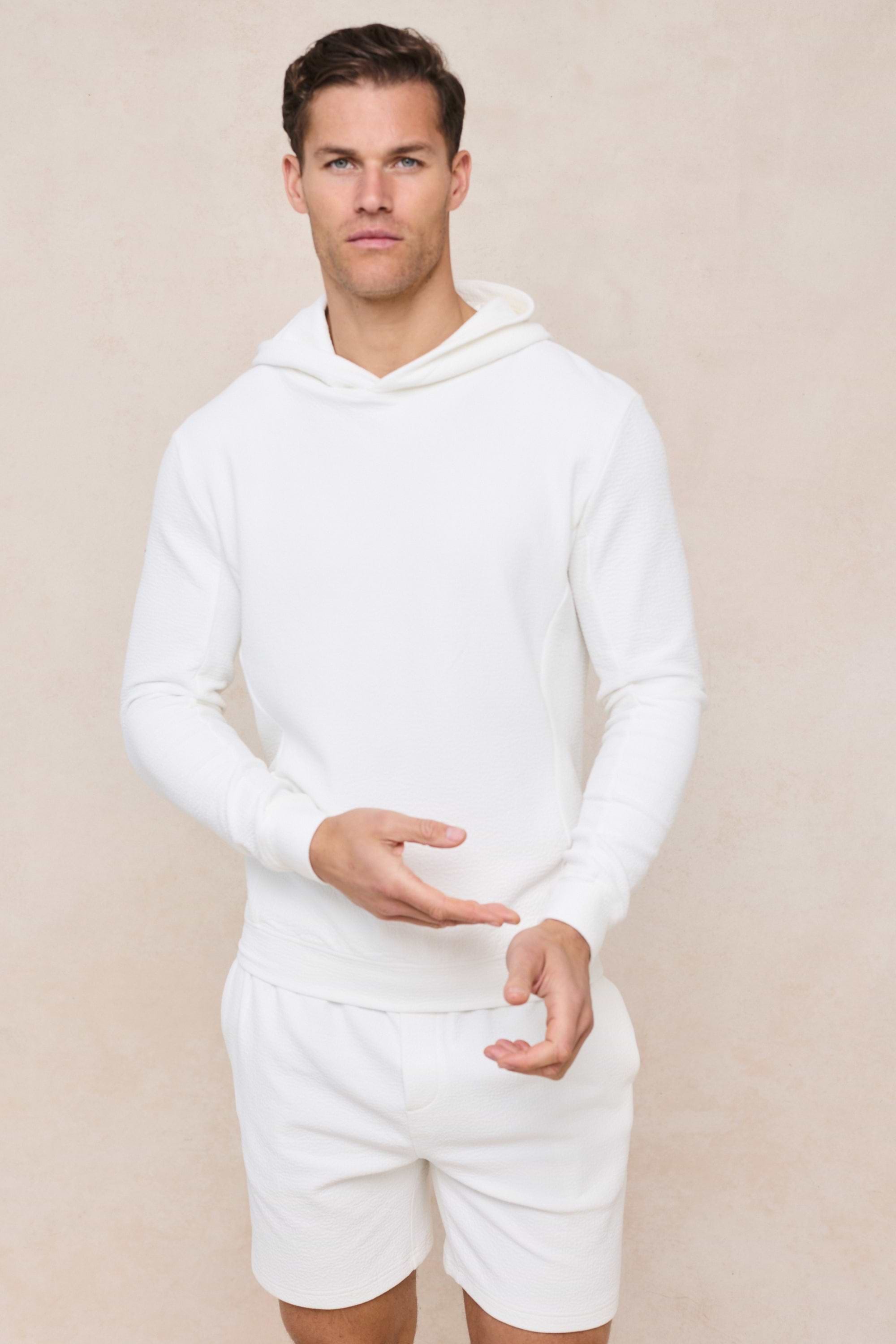 Zarco Crinkled Jersey Hoodie - Ivory