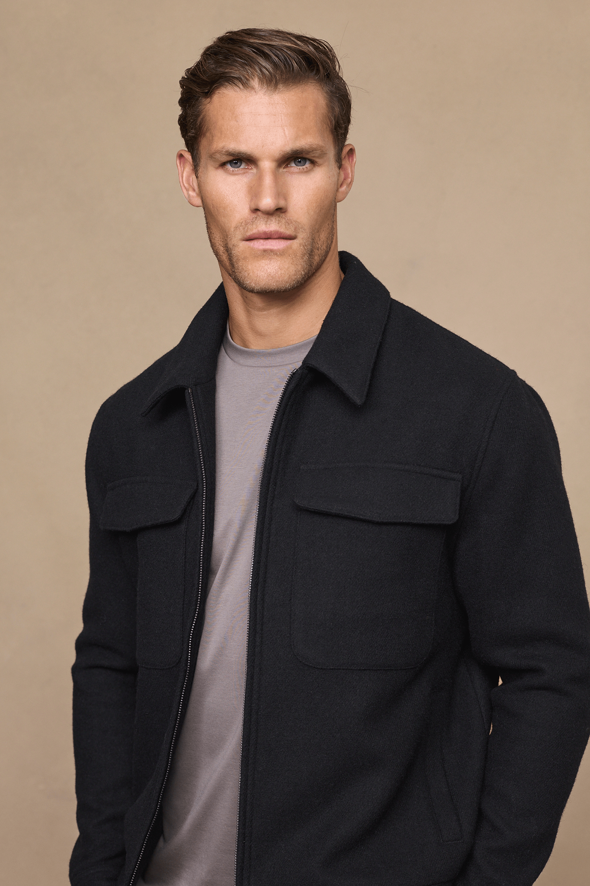 Fabian Zip Through Jacket - Black