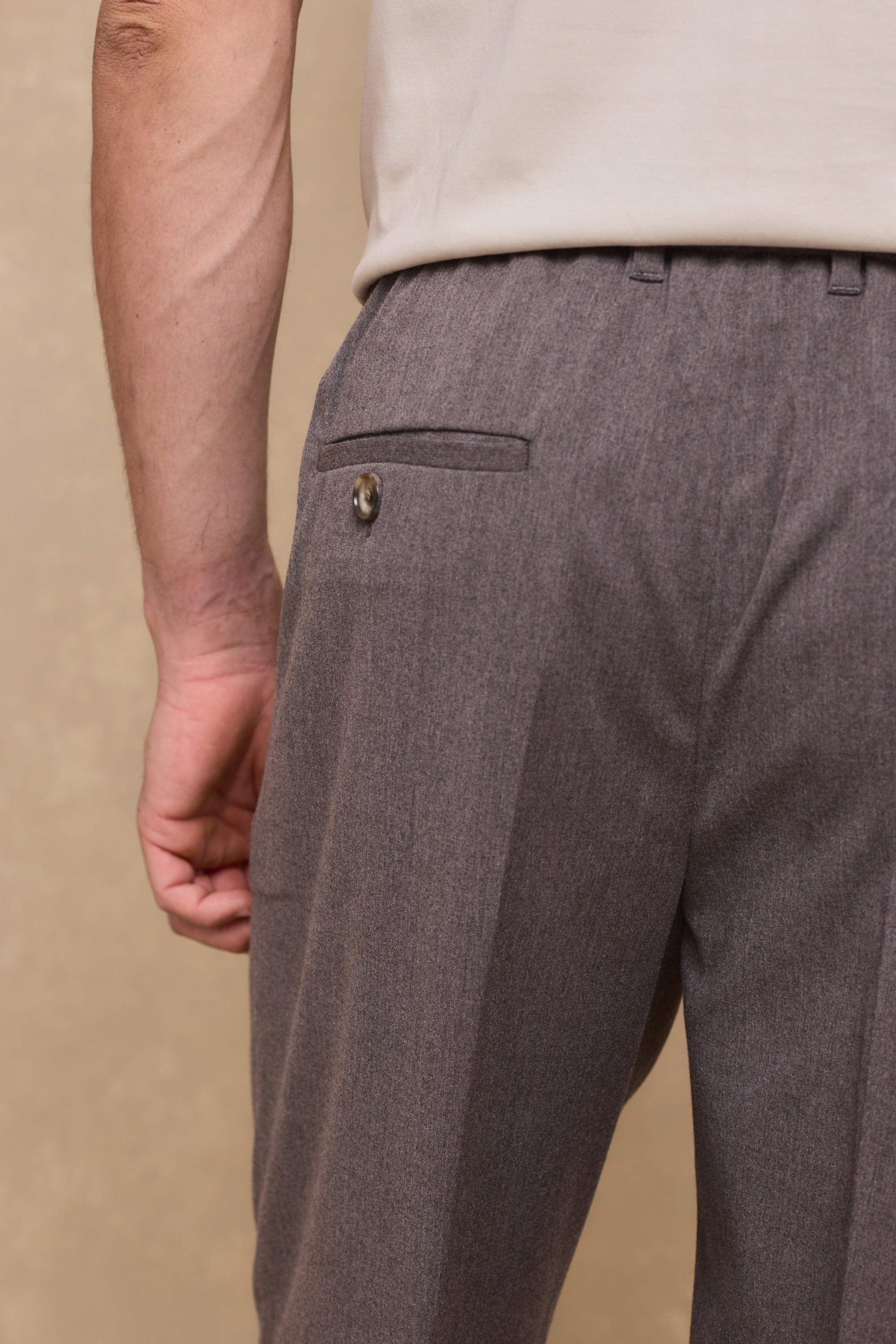 Romeo Tailored Trouser - Taupe Marl