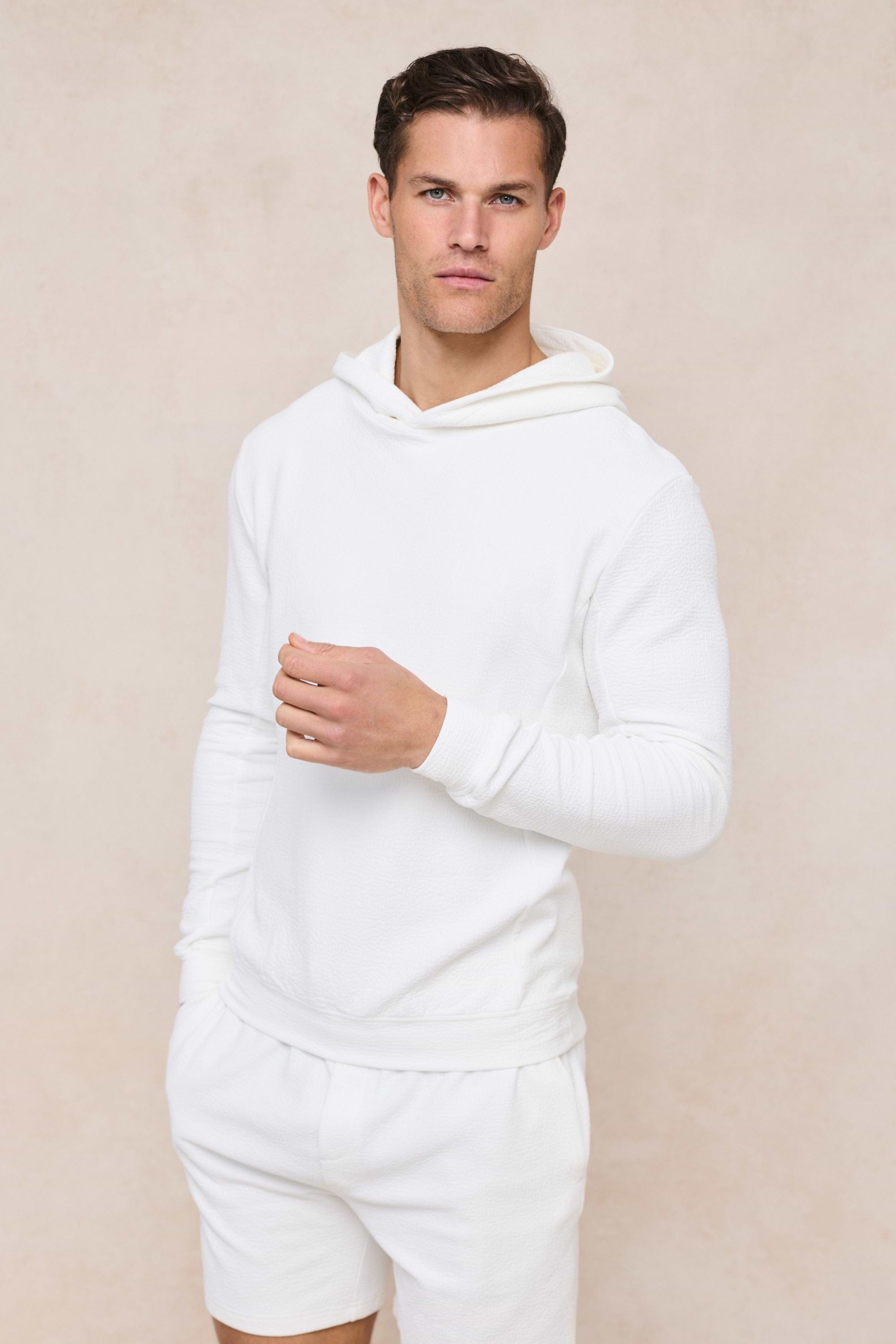 Zarco Crinkled Jersey Hoodie - Ivory