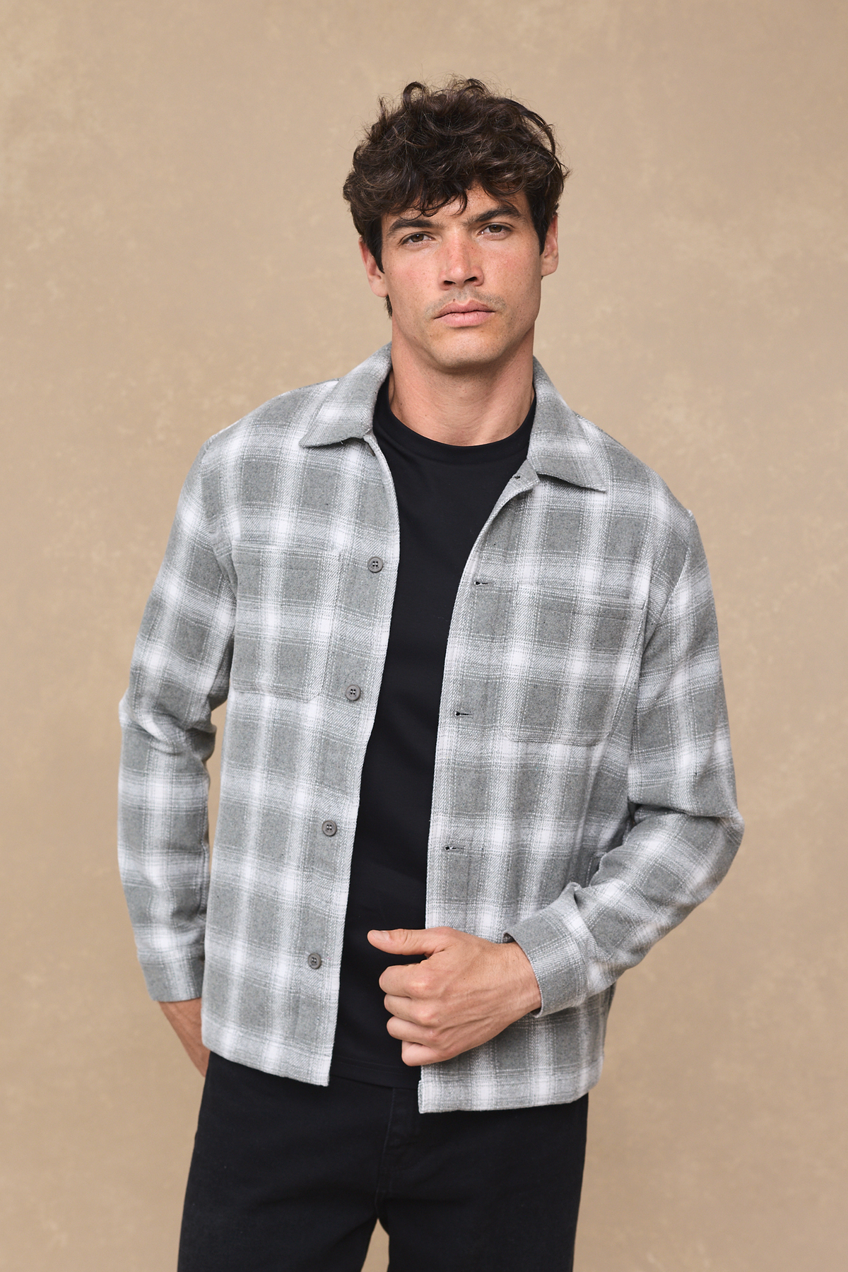 Vienna Checked Overshirt - Sage/Ivory