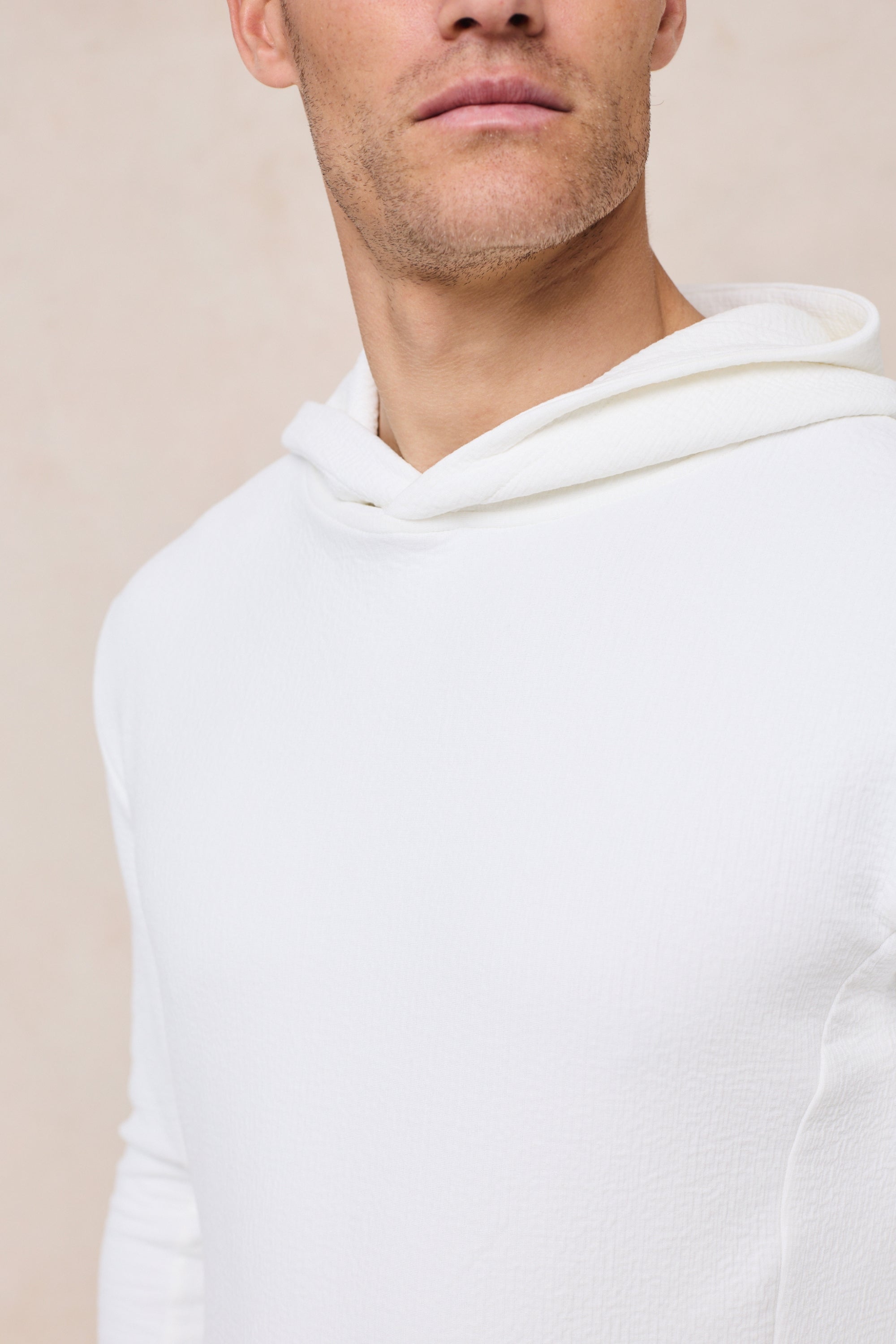 Zarco Crinkled Jersey Hoodie - Ivory