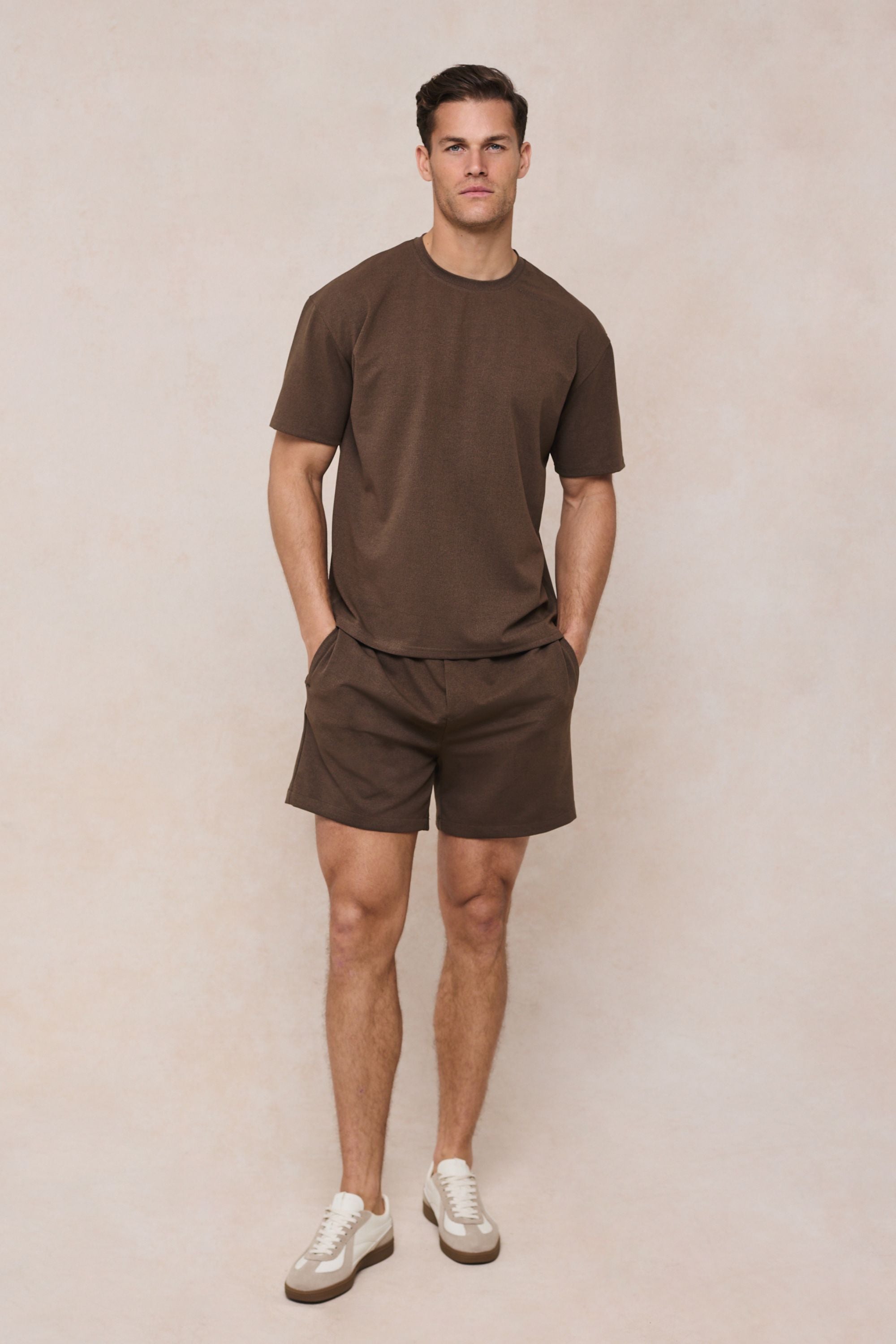 Tomas Crew Neck Crinkled Tshirt - Dark Brown