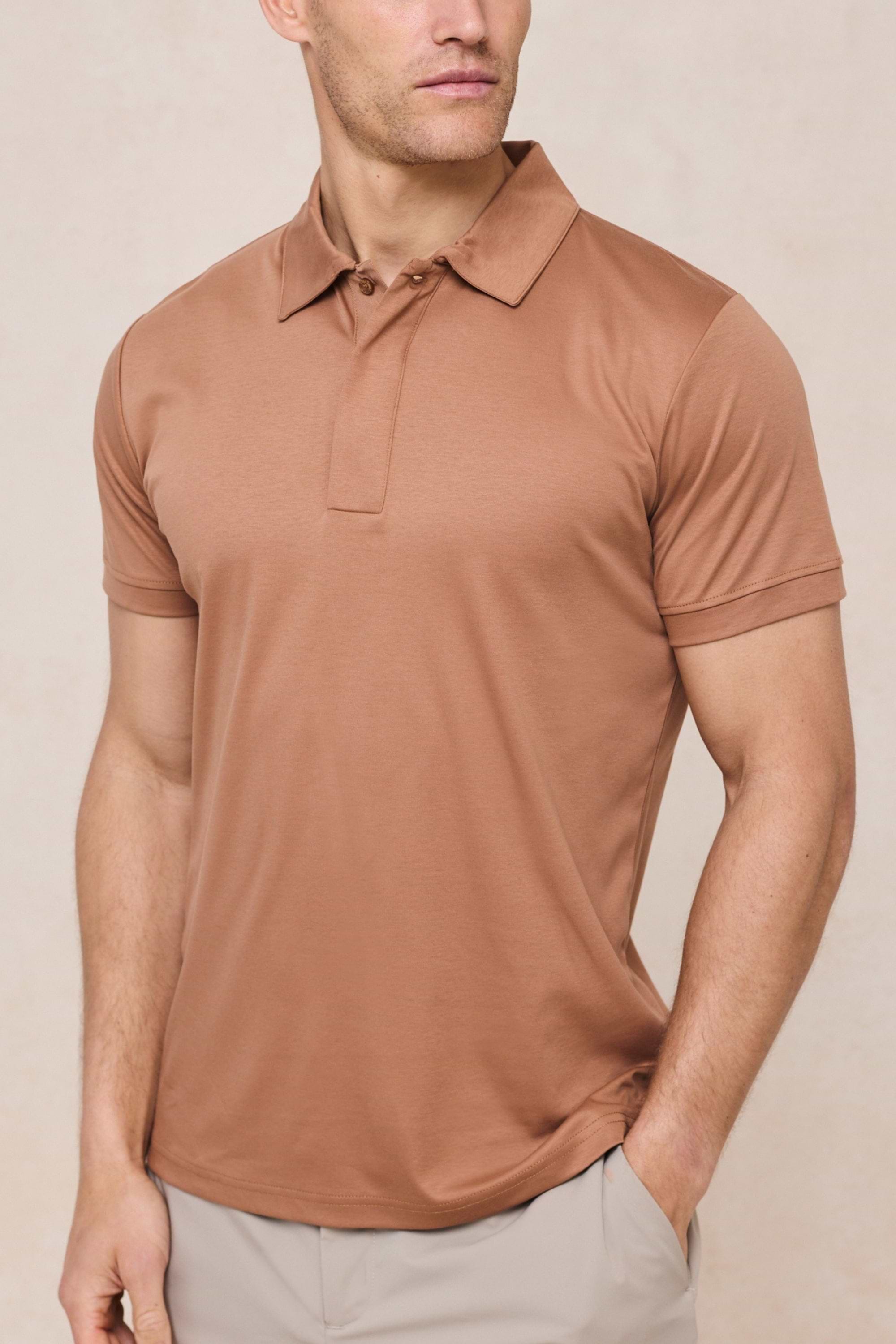 Santi Mercerised Polo Shirt - Rust Orange