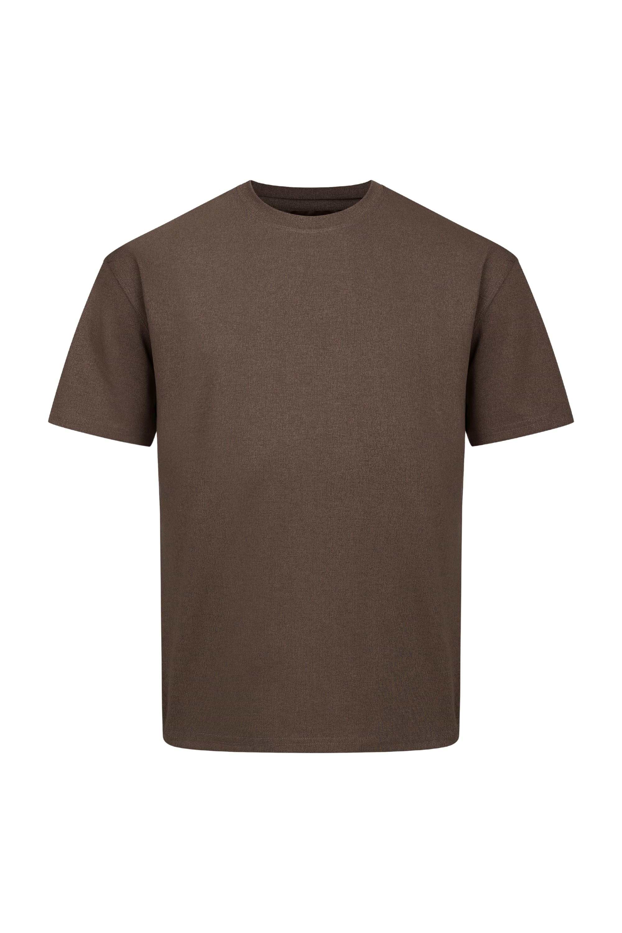 Tomas Crew Neck Crinkled Tshirt - Dark Brown