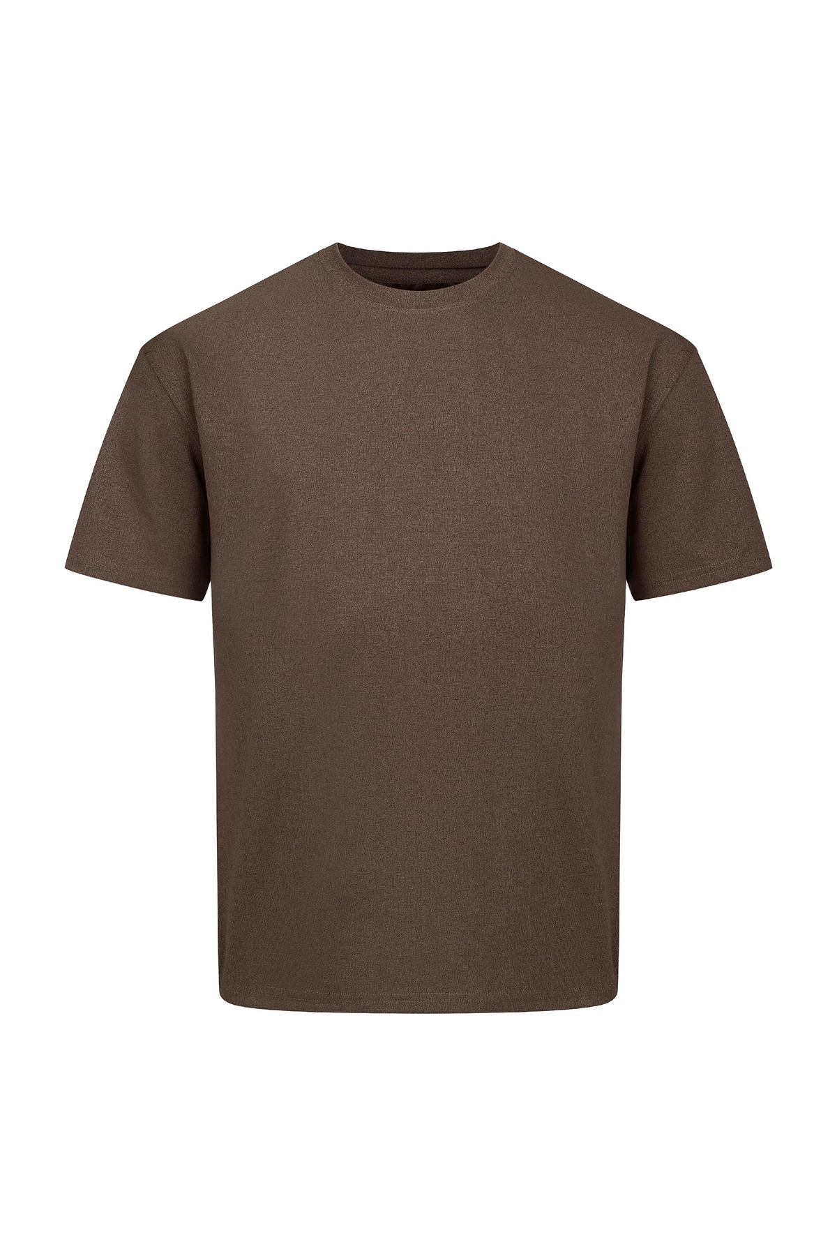 Tomas Crew Neck Textured T-Shirt - Dark Brown