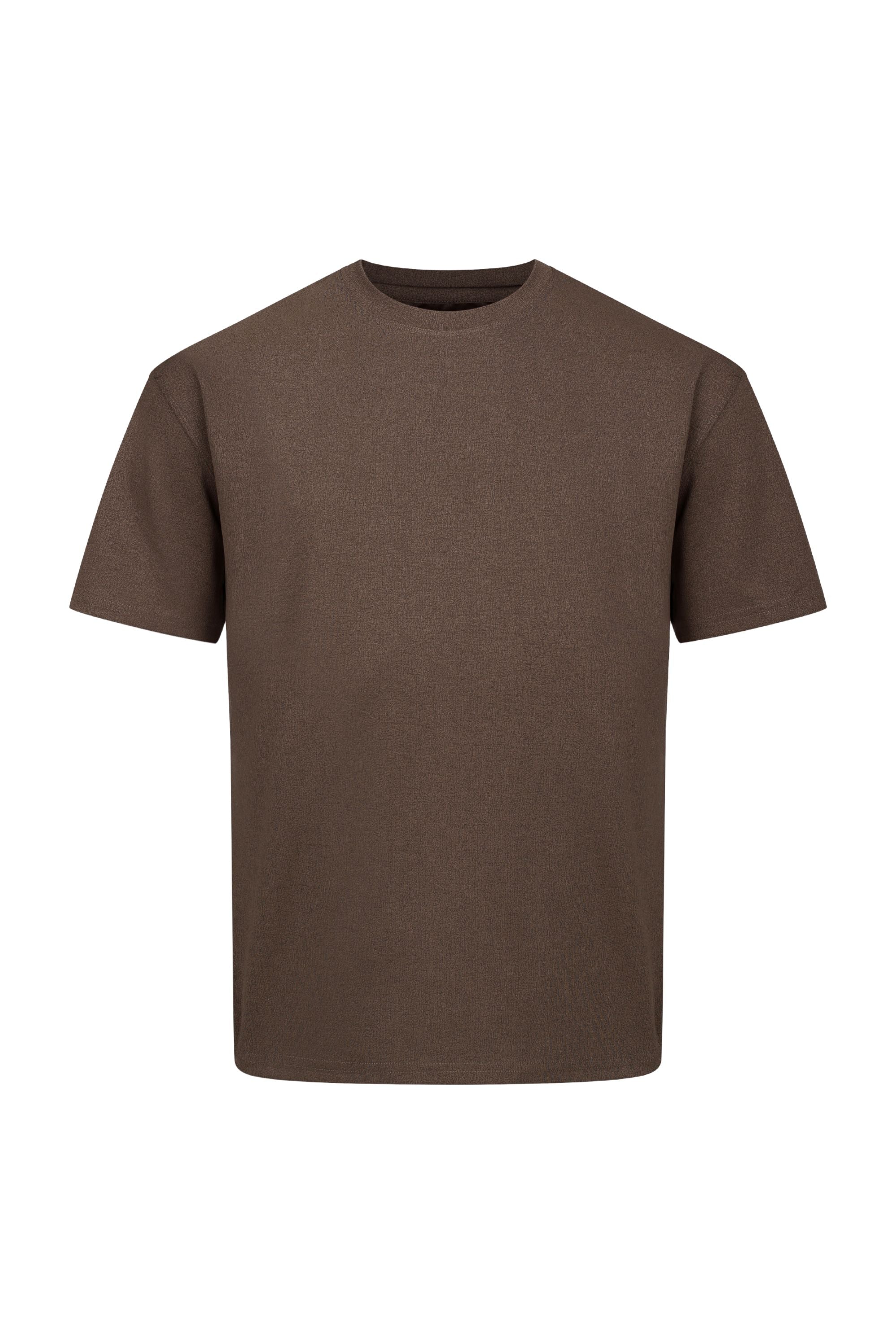 Tomas Crew Neck Crinkled Tshirt - Dark Brown