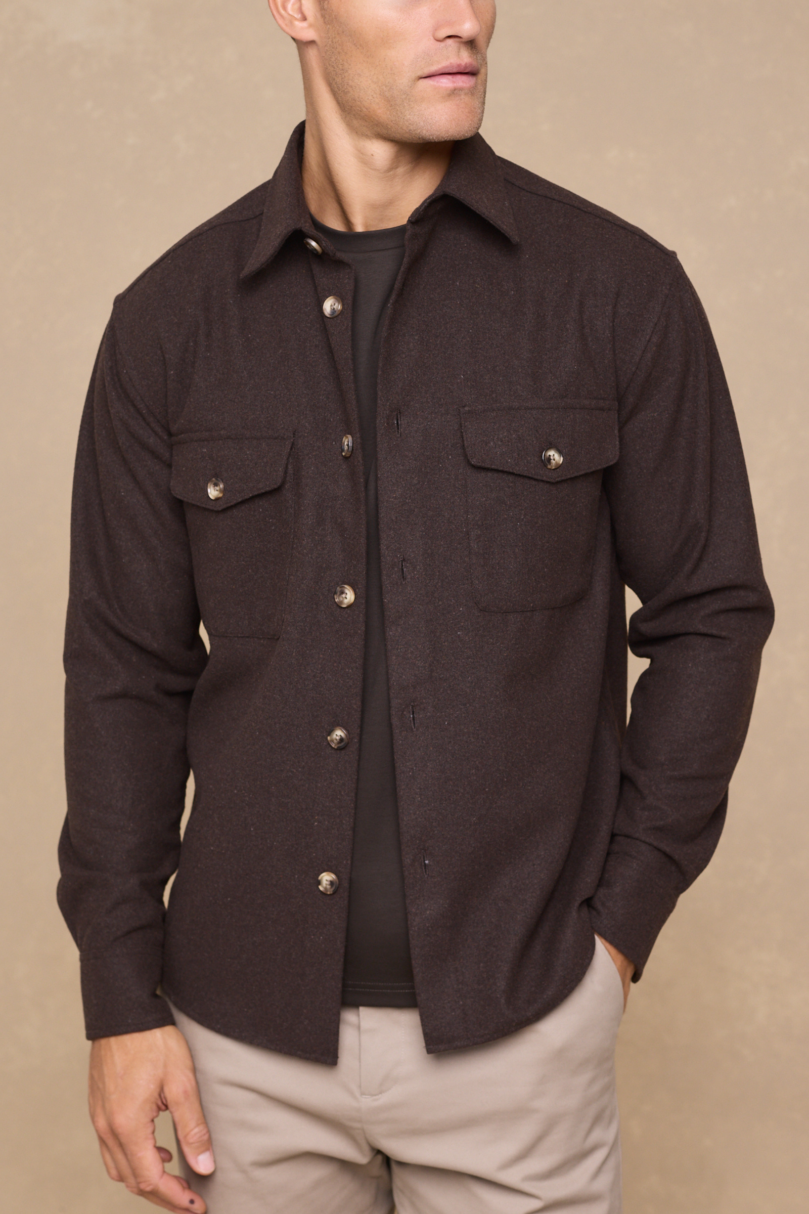 Wade Button Shirt - Brown