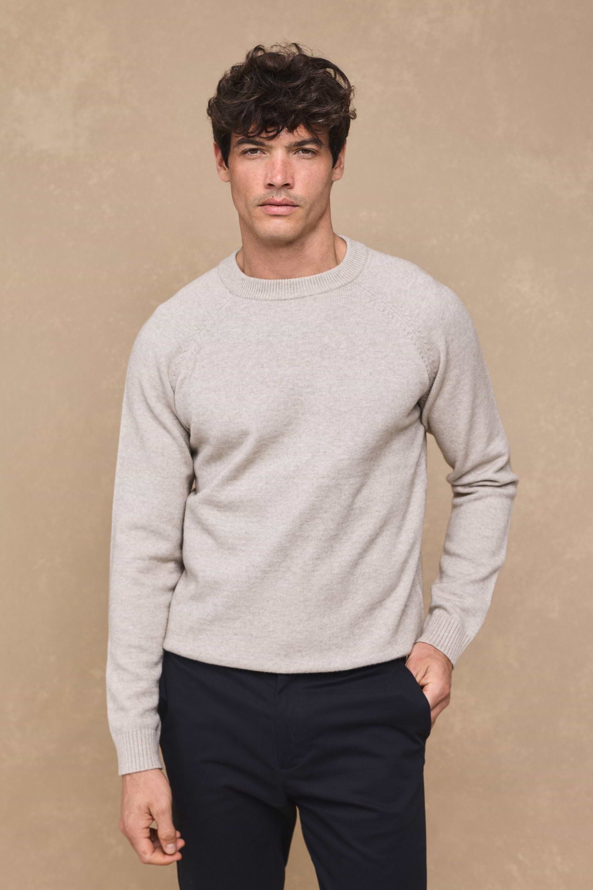 Lando Strickpullover mit Rundhalsausschnitt - Haferflocken