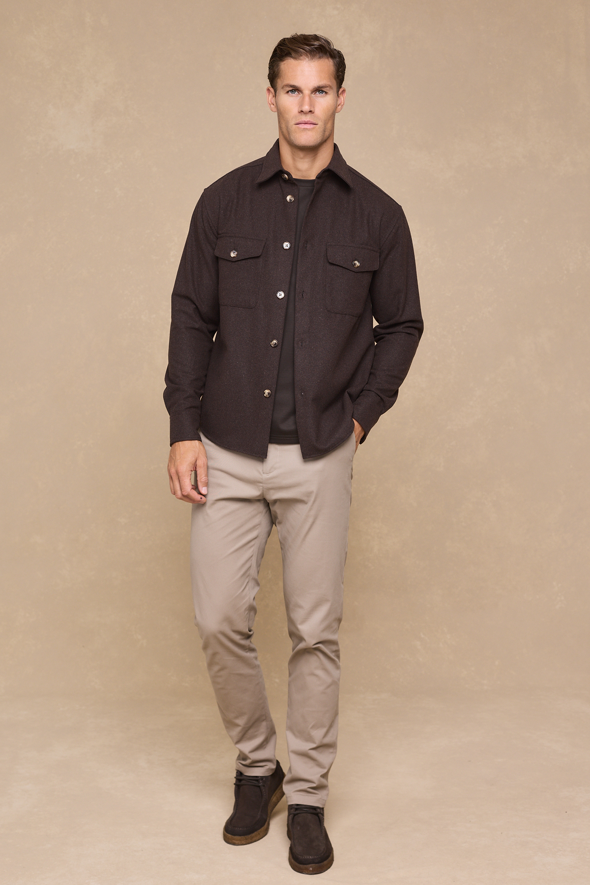 Wade Button Shirt - Brown