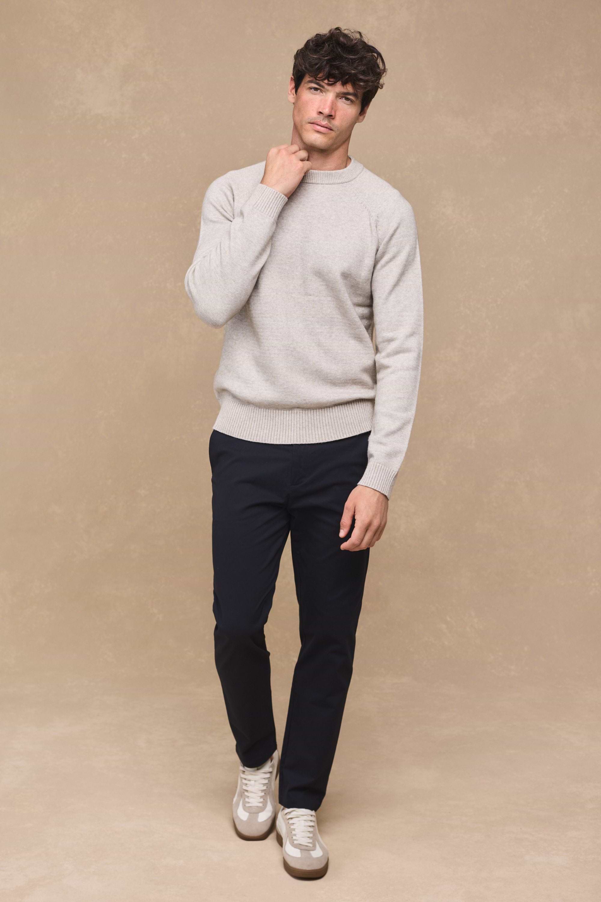 Lando Strickpullover mit Rundhalsausschnitt - Haferflocken