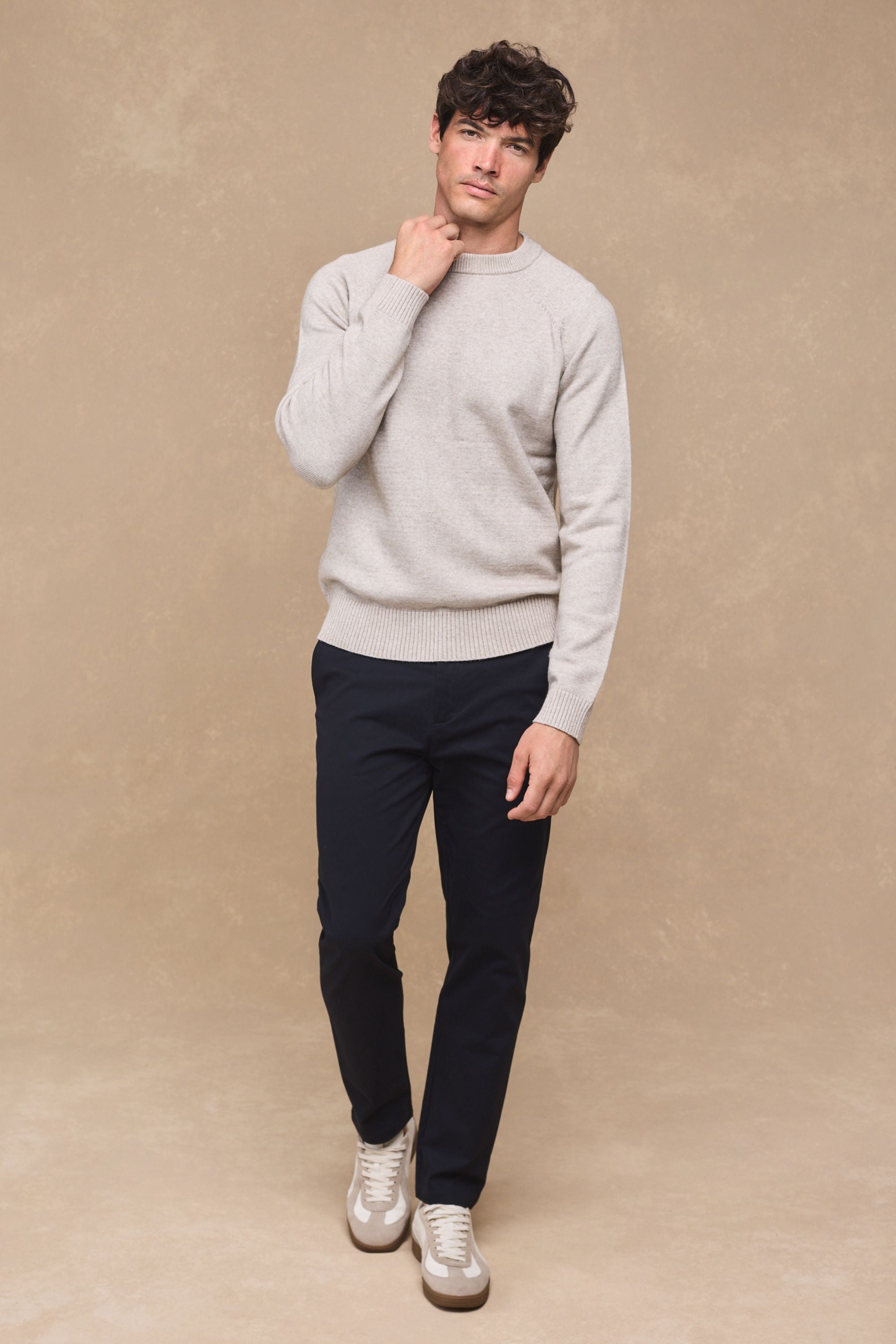 Lando Strickpullover mit Rundhalsausschnitt - Haferflocken 