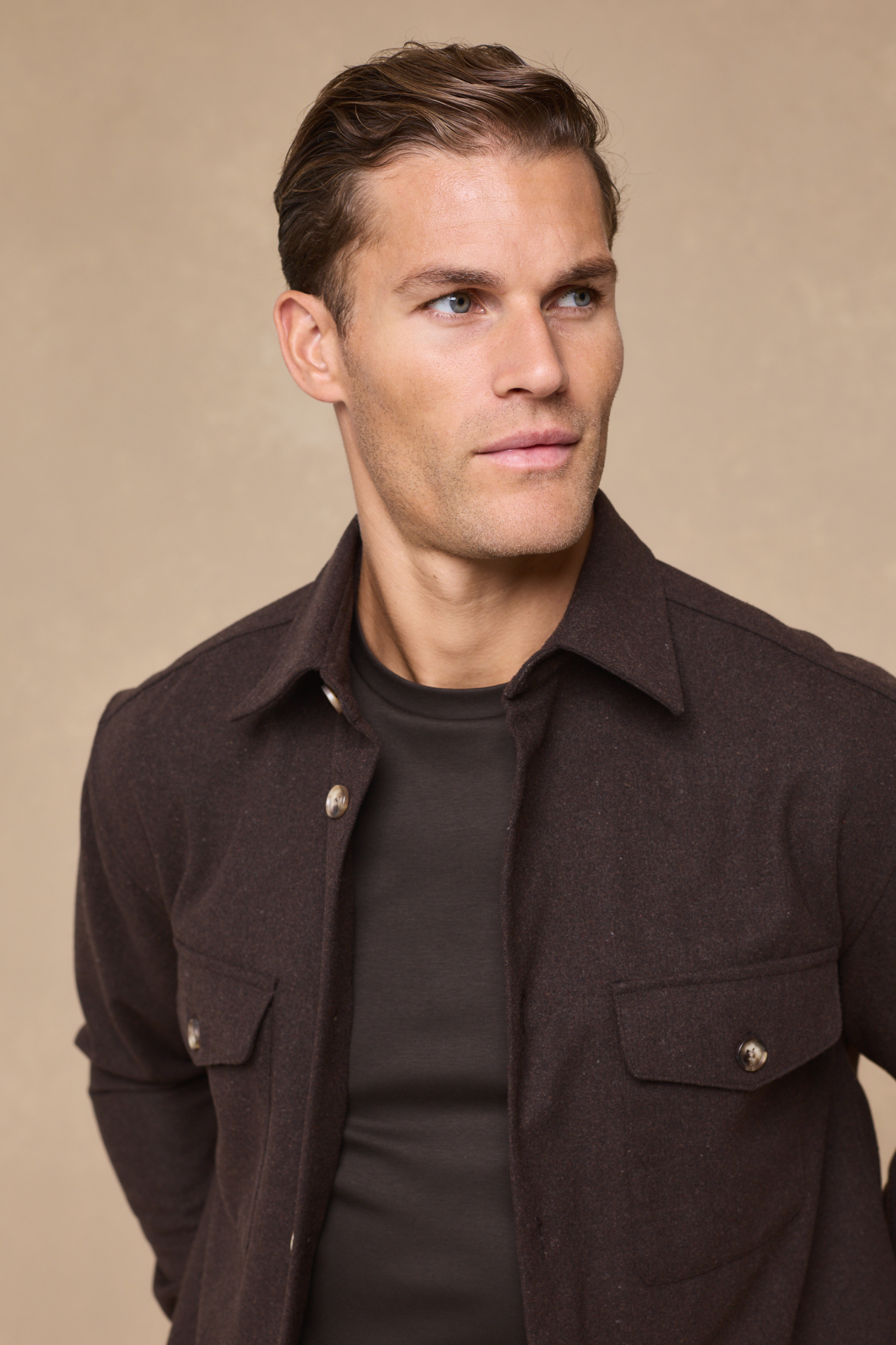 Wade Button Shirt - Brown