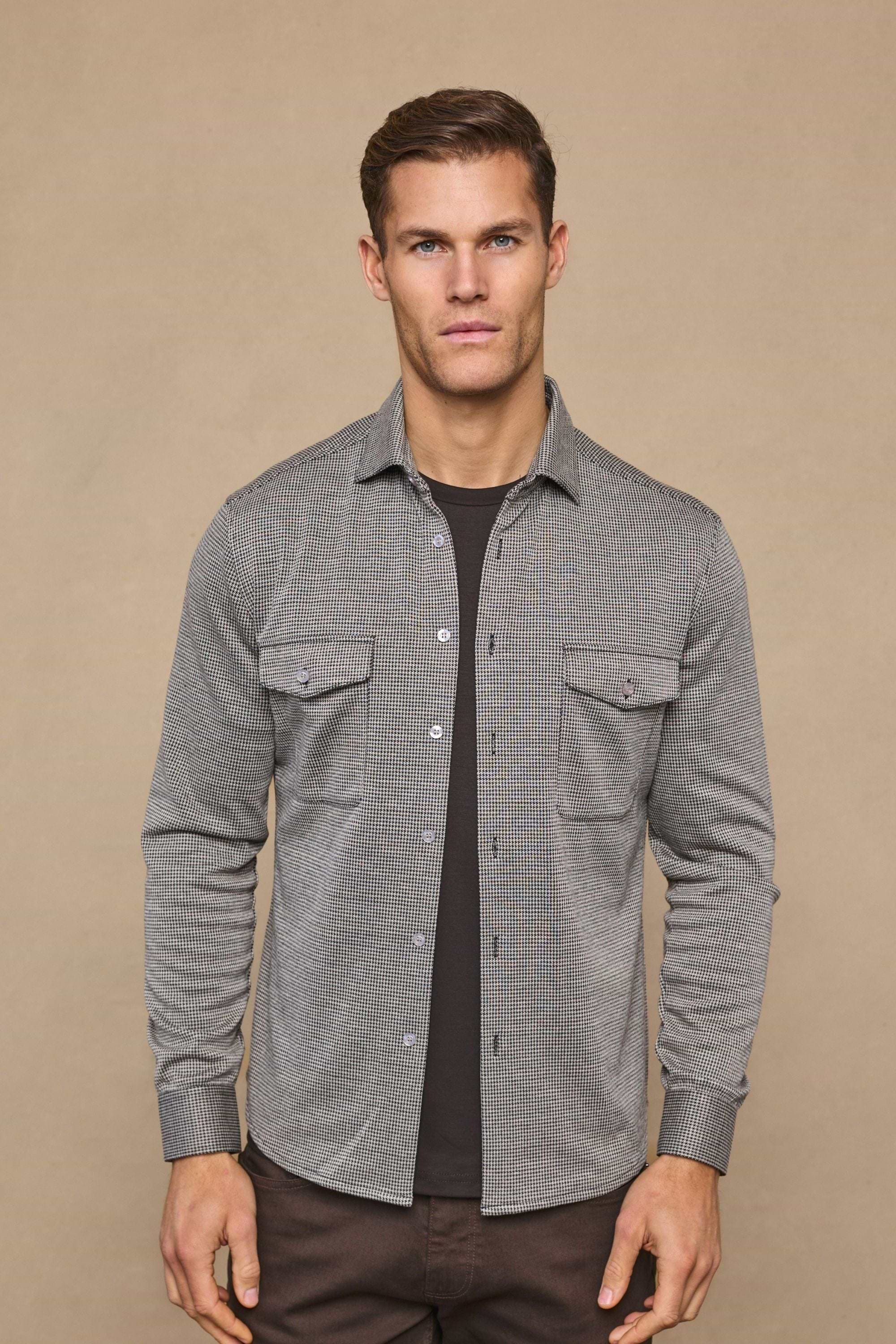 Joseph Dogtooth Overshirt - Black/Brown