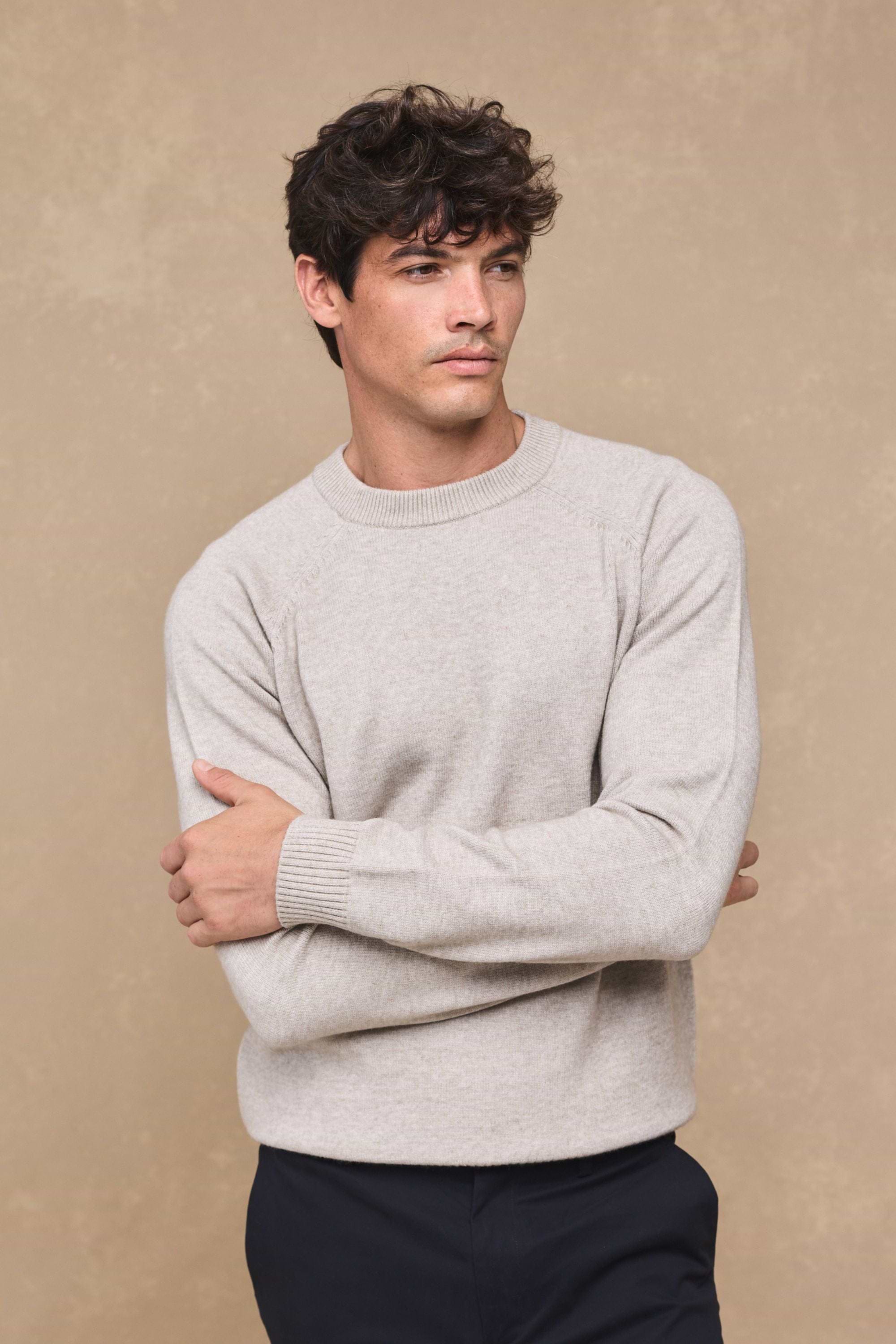 Lando Strickpullover mit Rundhalsausschnitt - Haferflocken