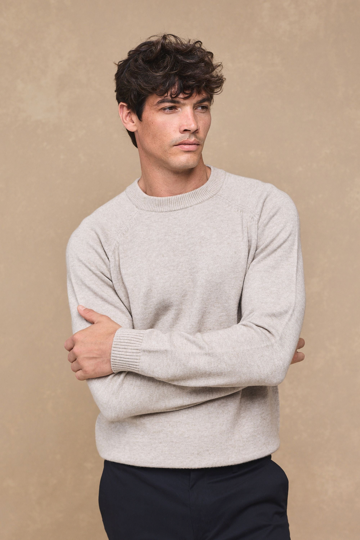 Lando Strickpullover mit Rundhalsausschnitt - Haferflocken 