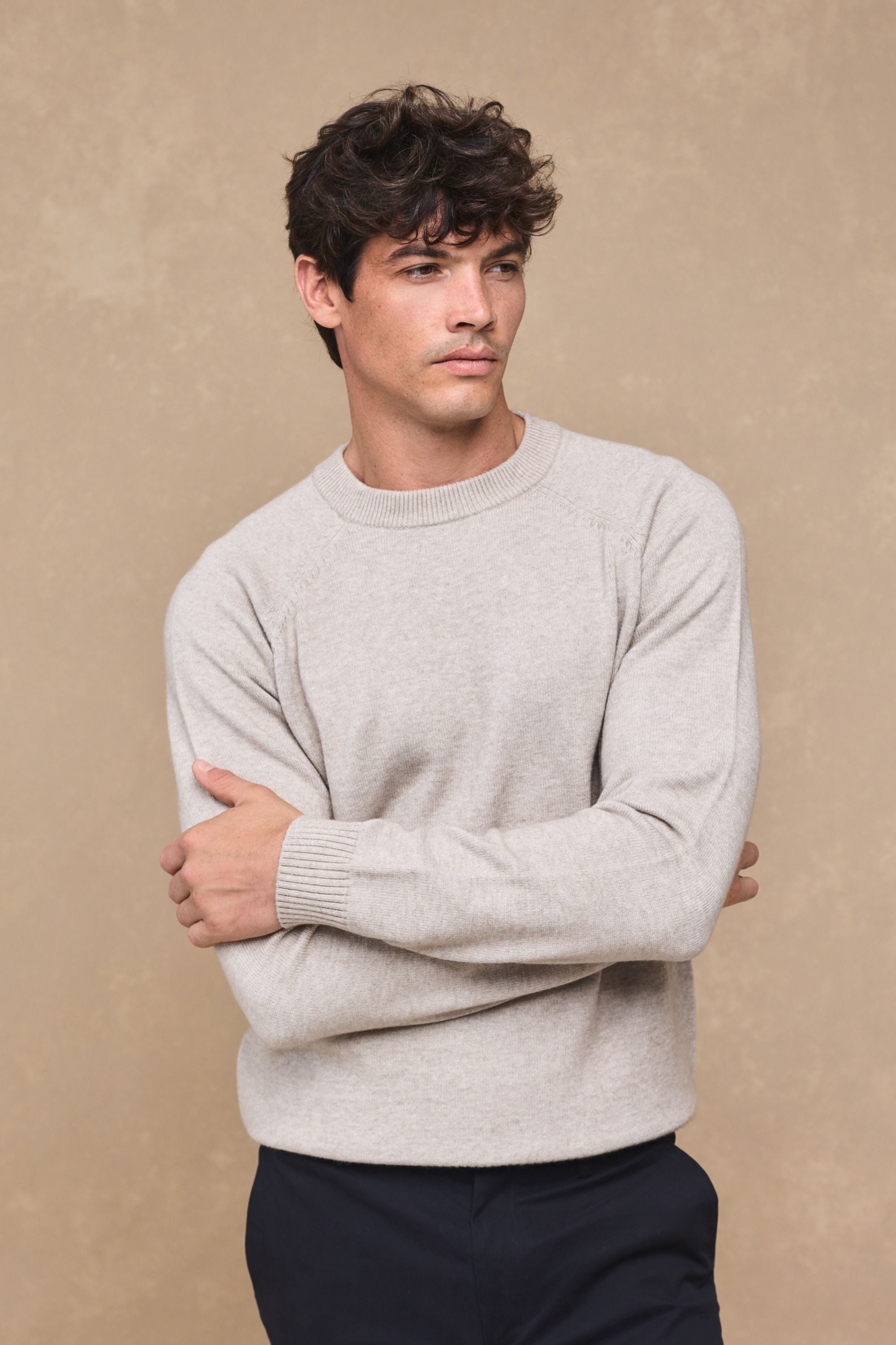 Lando Strickpullover mit Rundhalsausschnitt - Haferflocken 