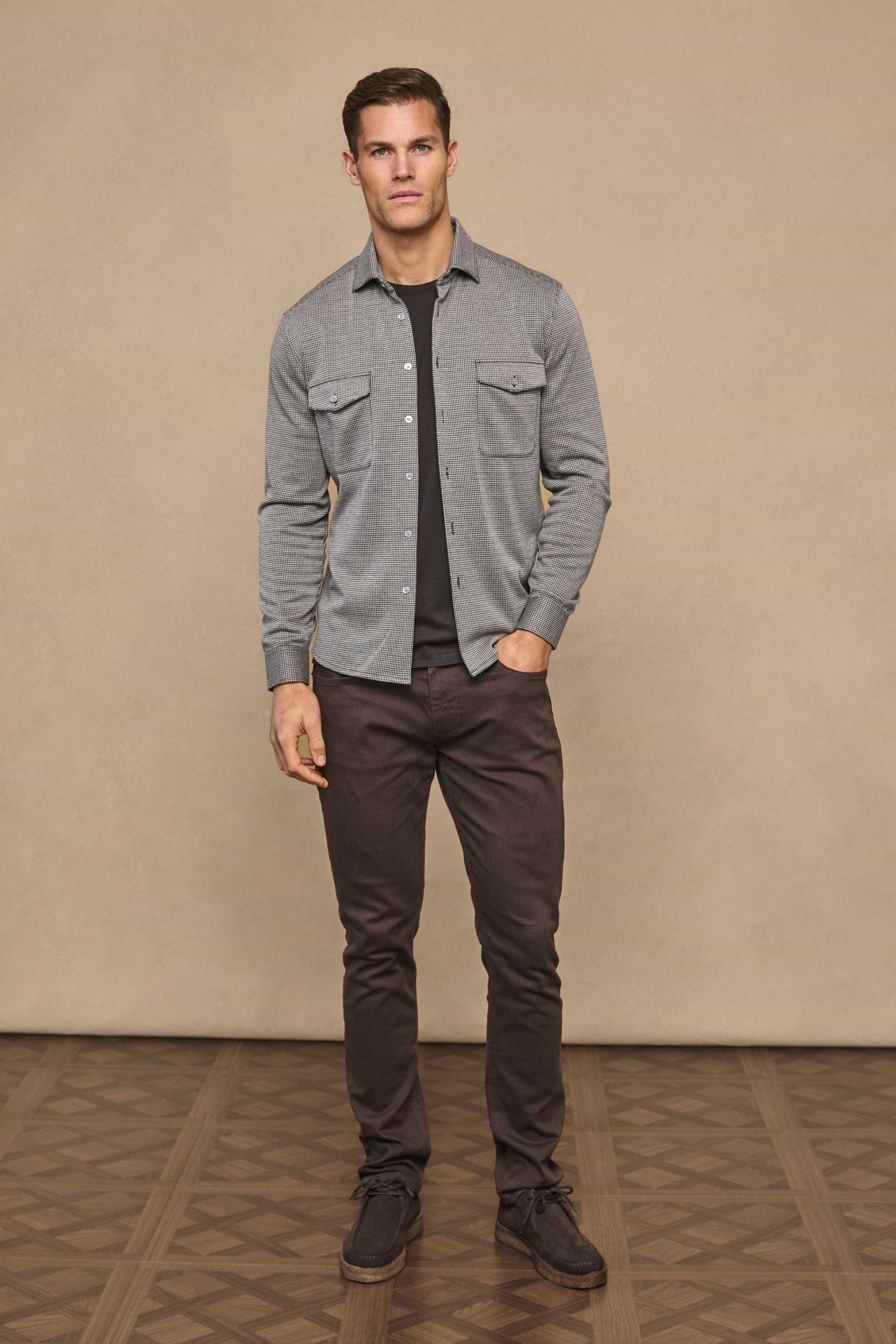 Joseph Dogtooth Overshirt - Black/Brown