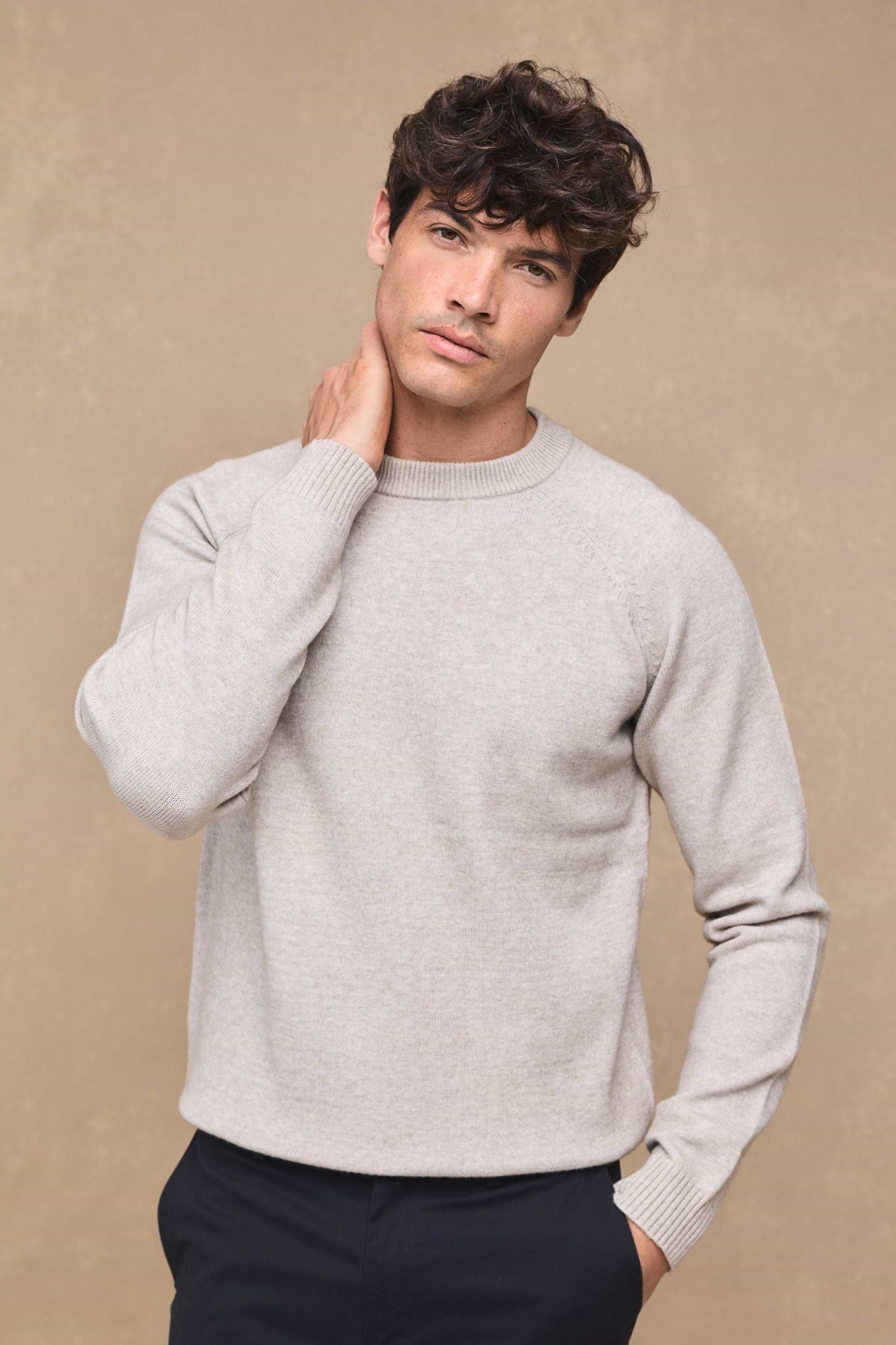 Lando Strickpullover mit Rundhalsausschnitt - Haferflocken