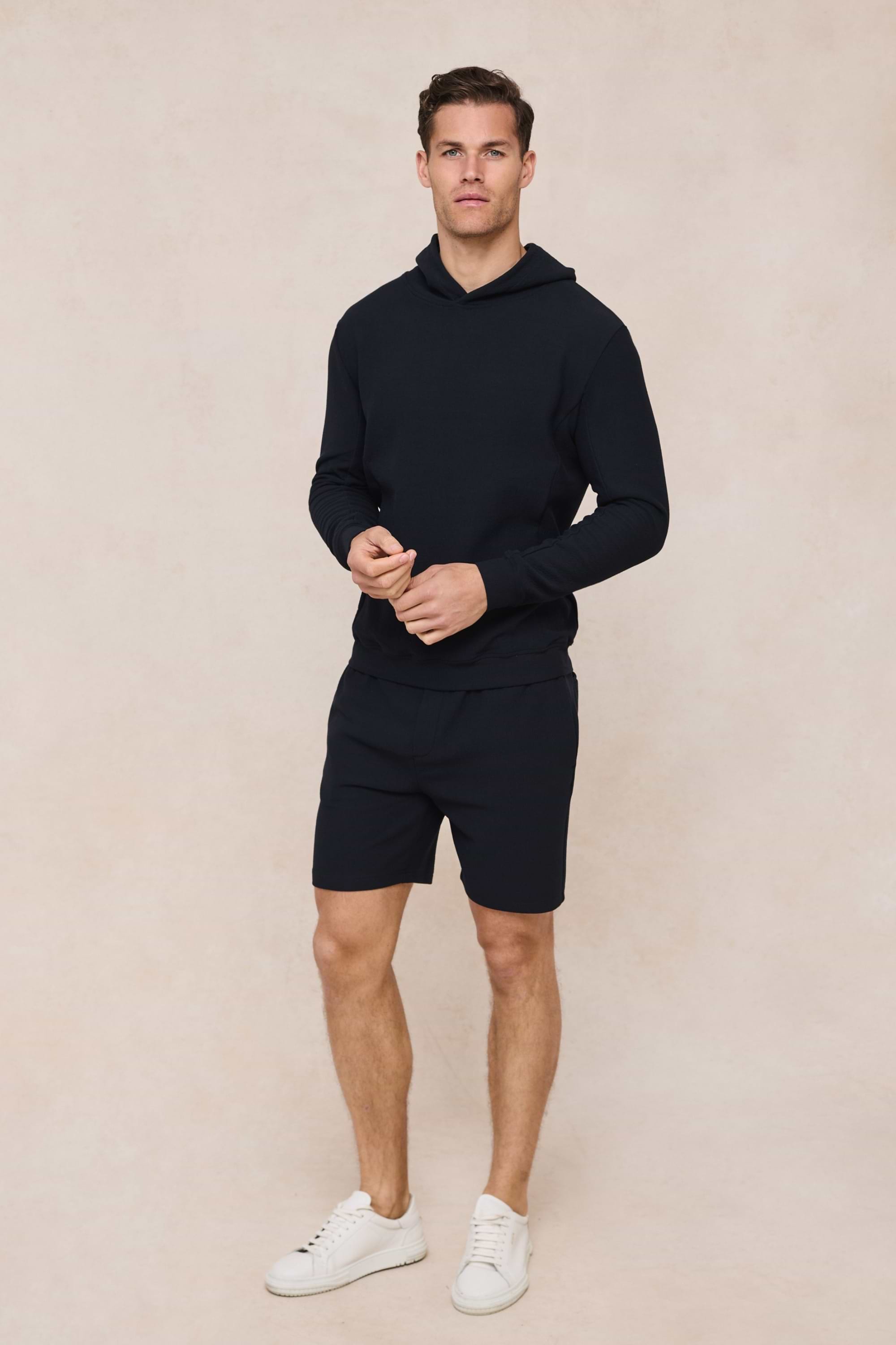 Zarco Crinkled Jersey Hoodie - Navy