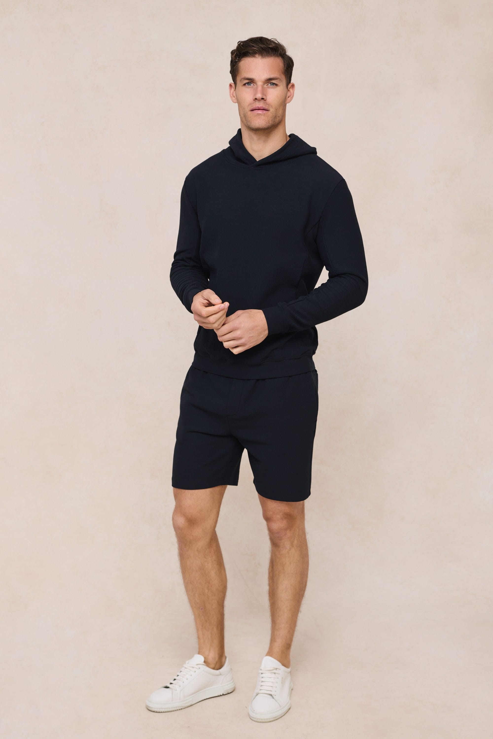 Zarco Crinkled Jersey Hoodie - Navy