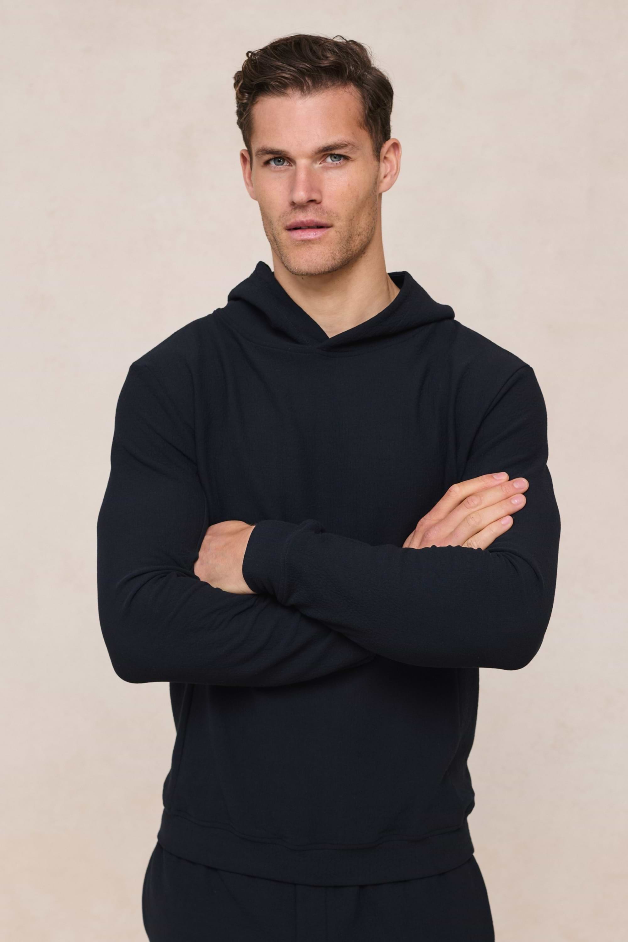 Zarco Crinkled Jersey Hoodie - Navy