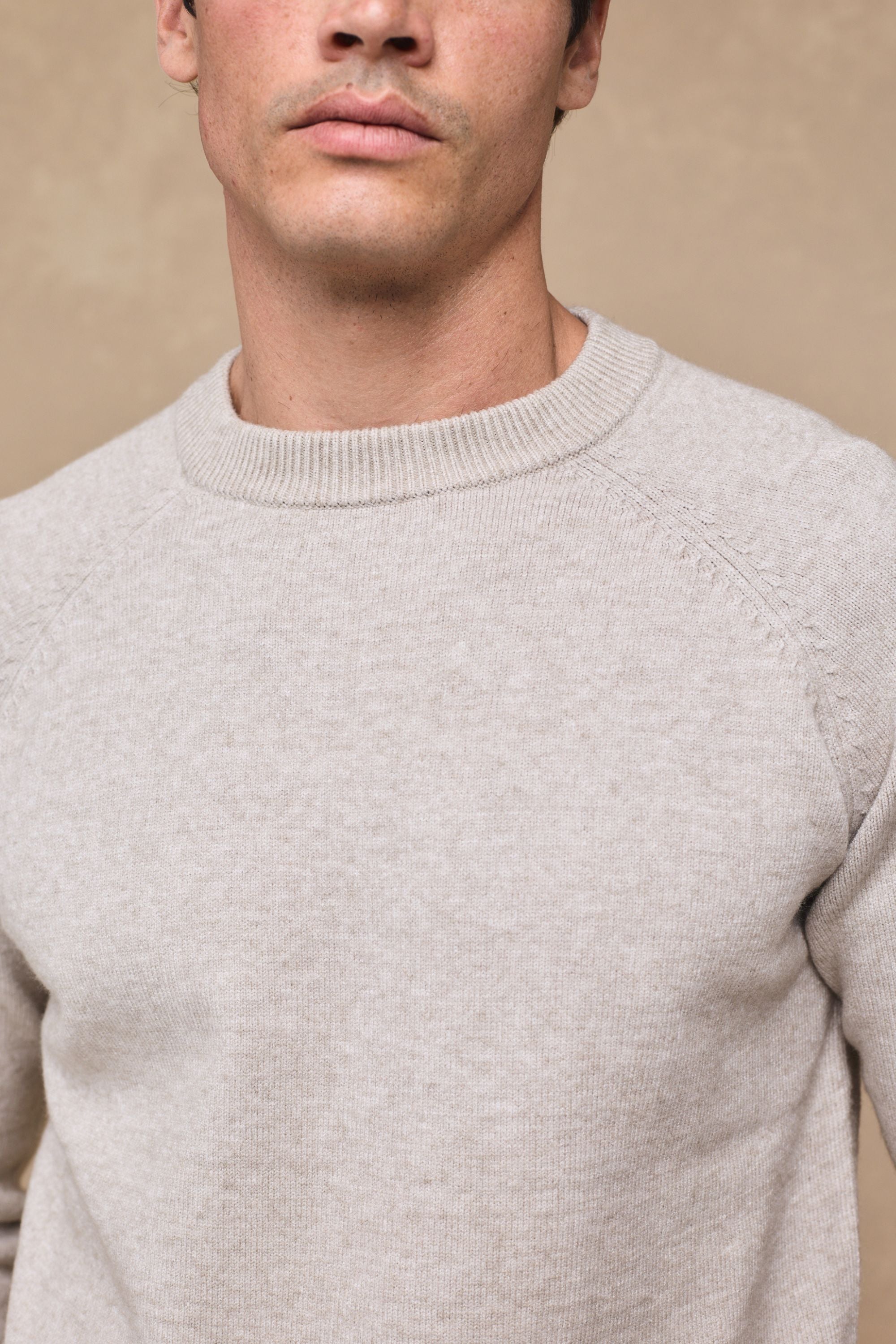 Lando Strickpullover mit Rundhalsausschnitt - Haferflocken 