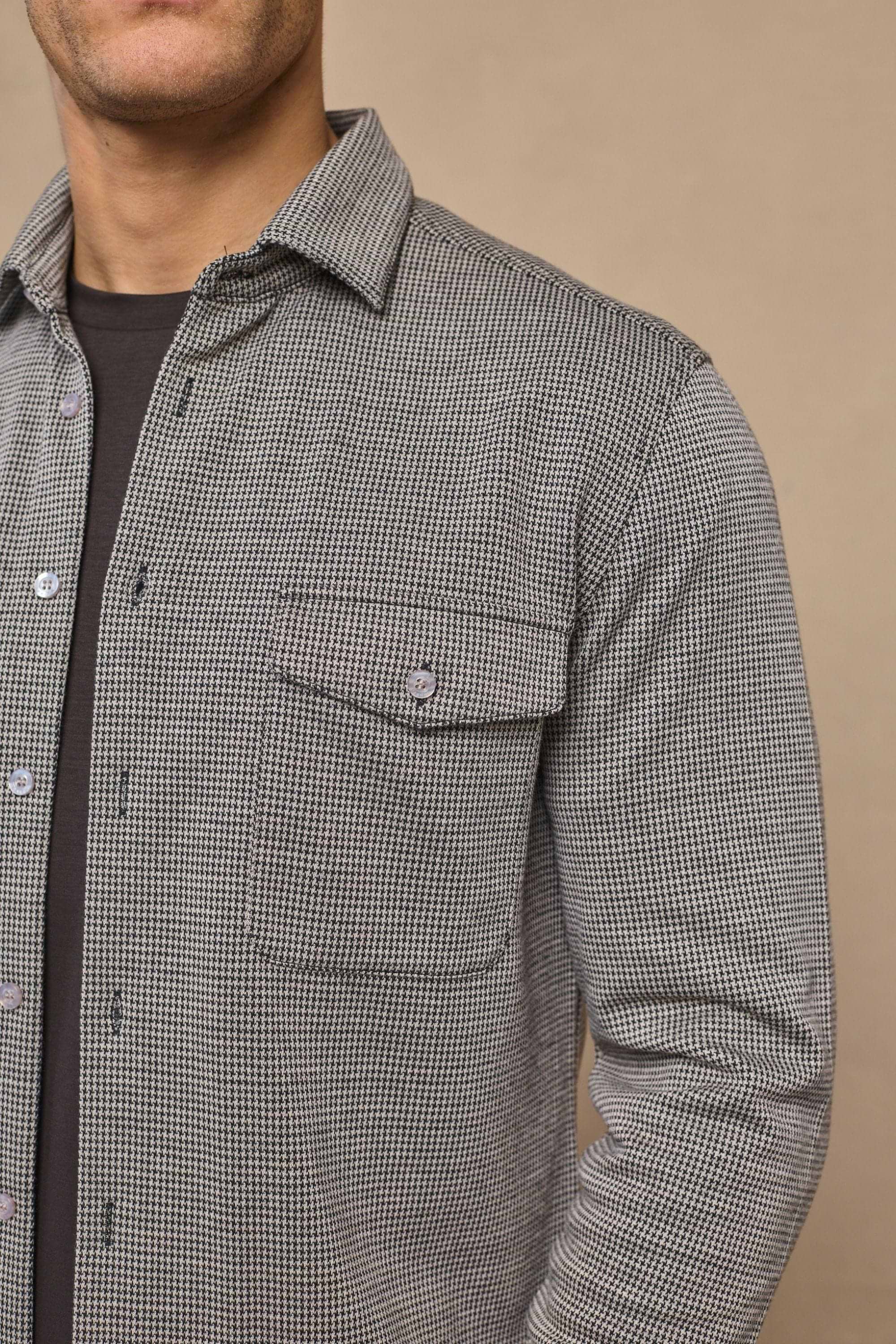 Joseph Dogtooth Overshirt - Black/Brown