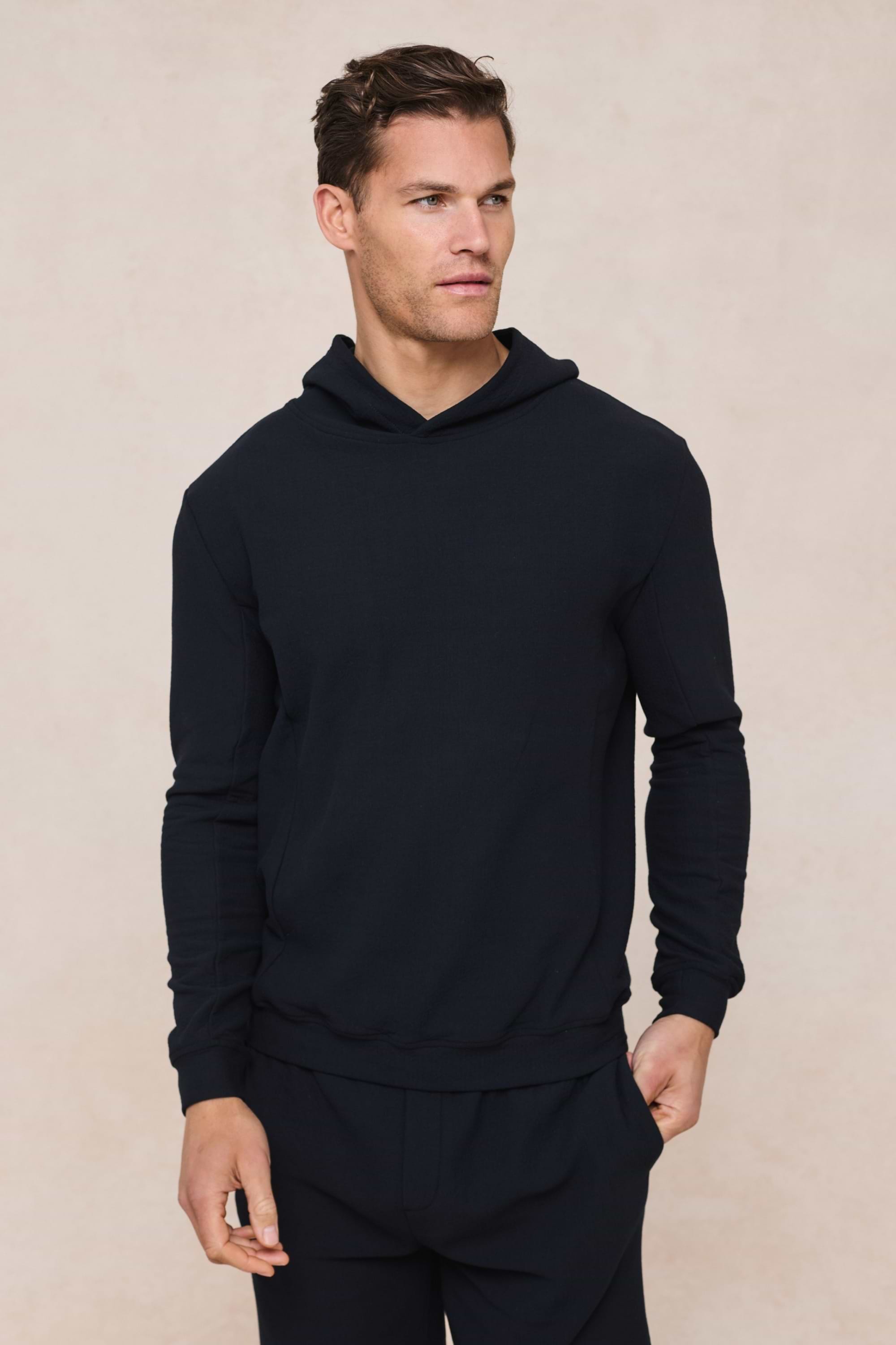 Zarco Crinkled Jersey Hoodie - Navy