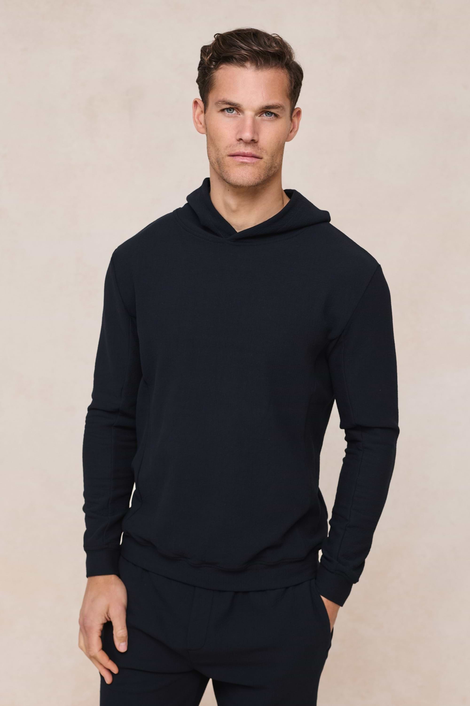 Zarco Crinkled Jersey Hoodie - Navy