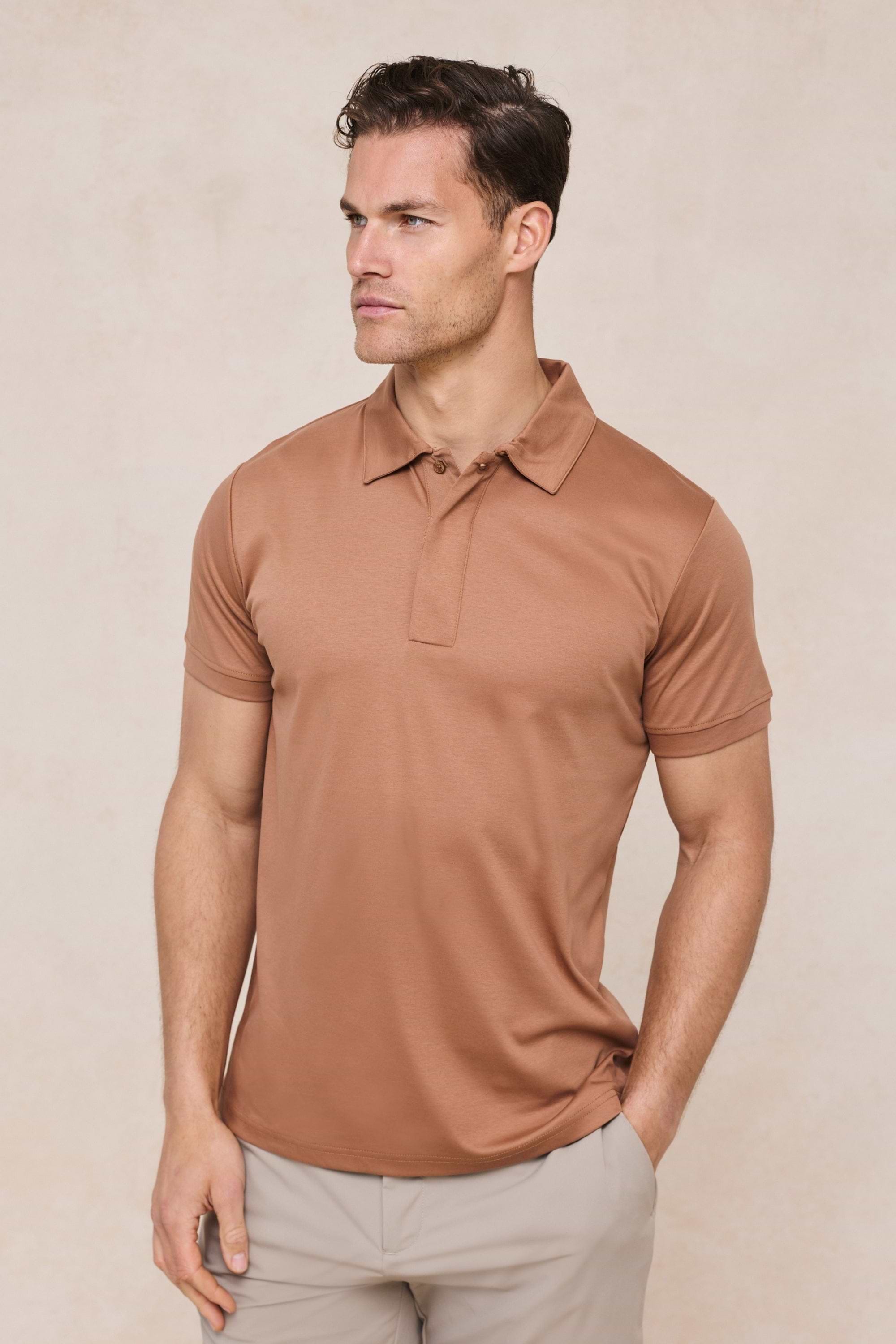 Santi Mercerised Polo Shirt - Rust Orange