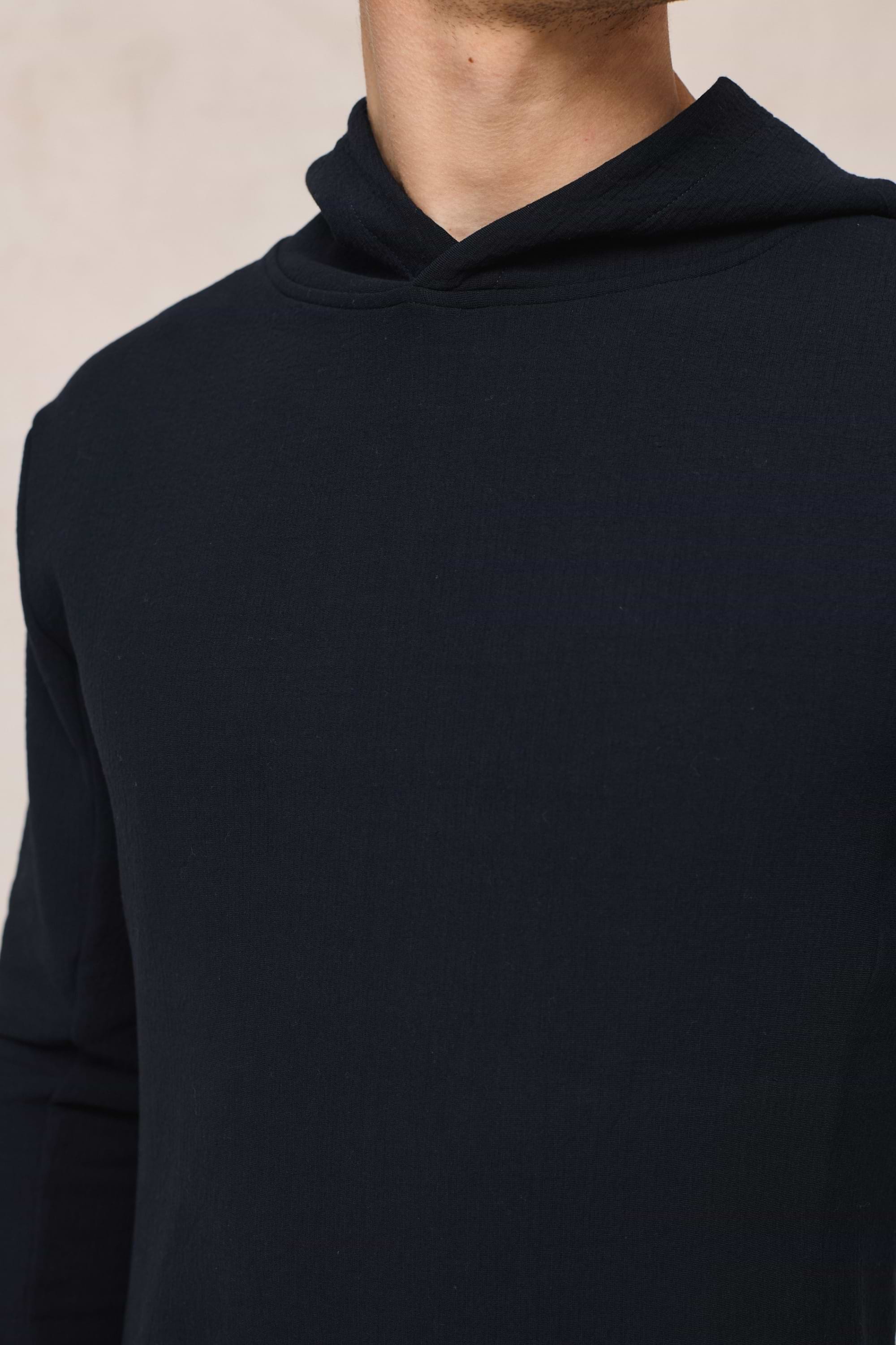 Zarco Crinkled Jersey Hoodie - Navy