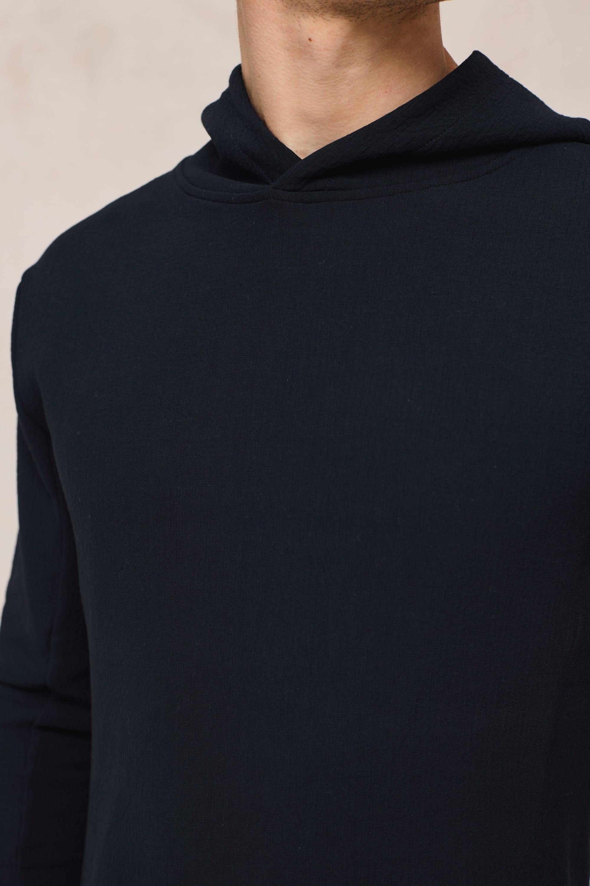 Zarco Crinkled Jersey Hoodie - Navy