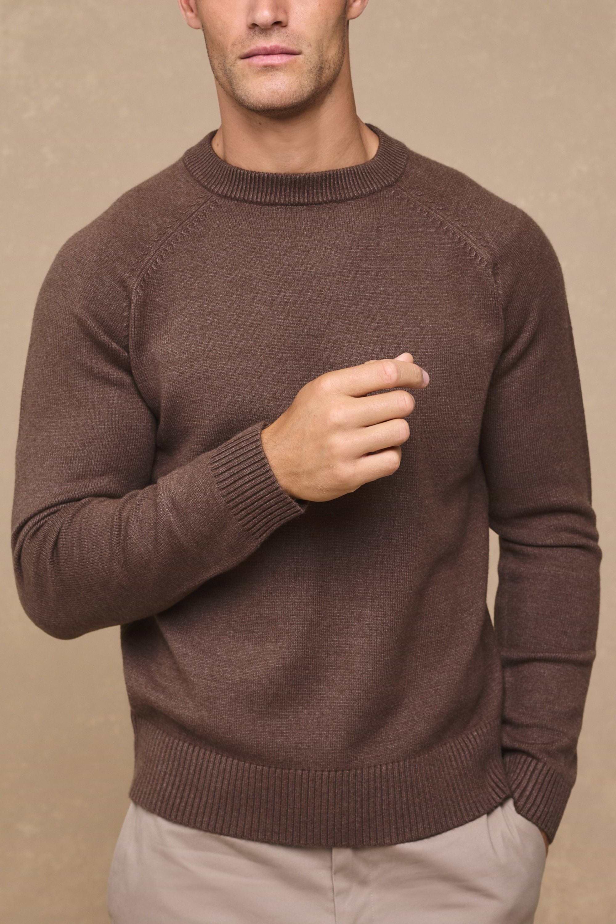 Lando Crew Neck Knit Sweater - Brown Marl