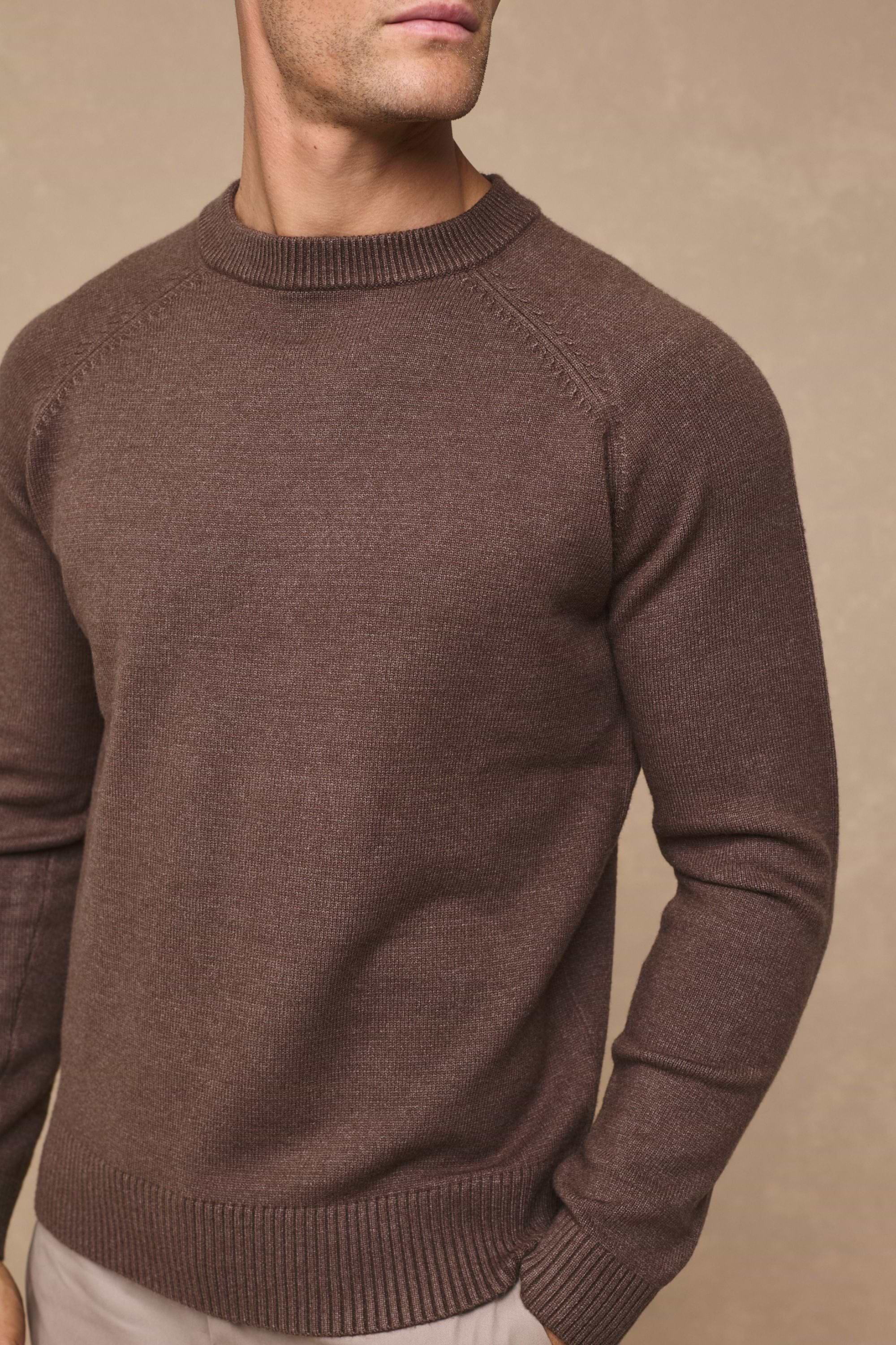 Lando Crew Neck Knit Sweater - Brown Marl