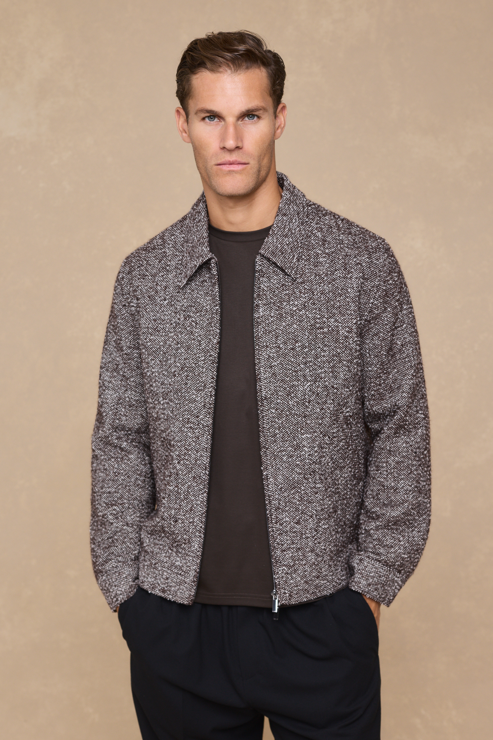 Bjorn Zip Thru Blouson - Brown Multi