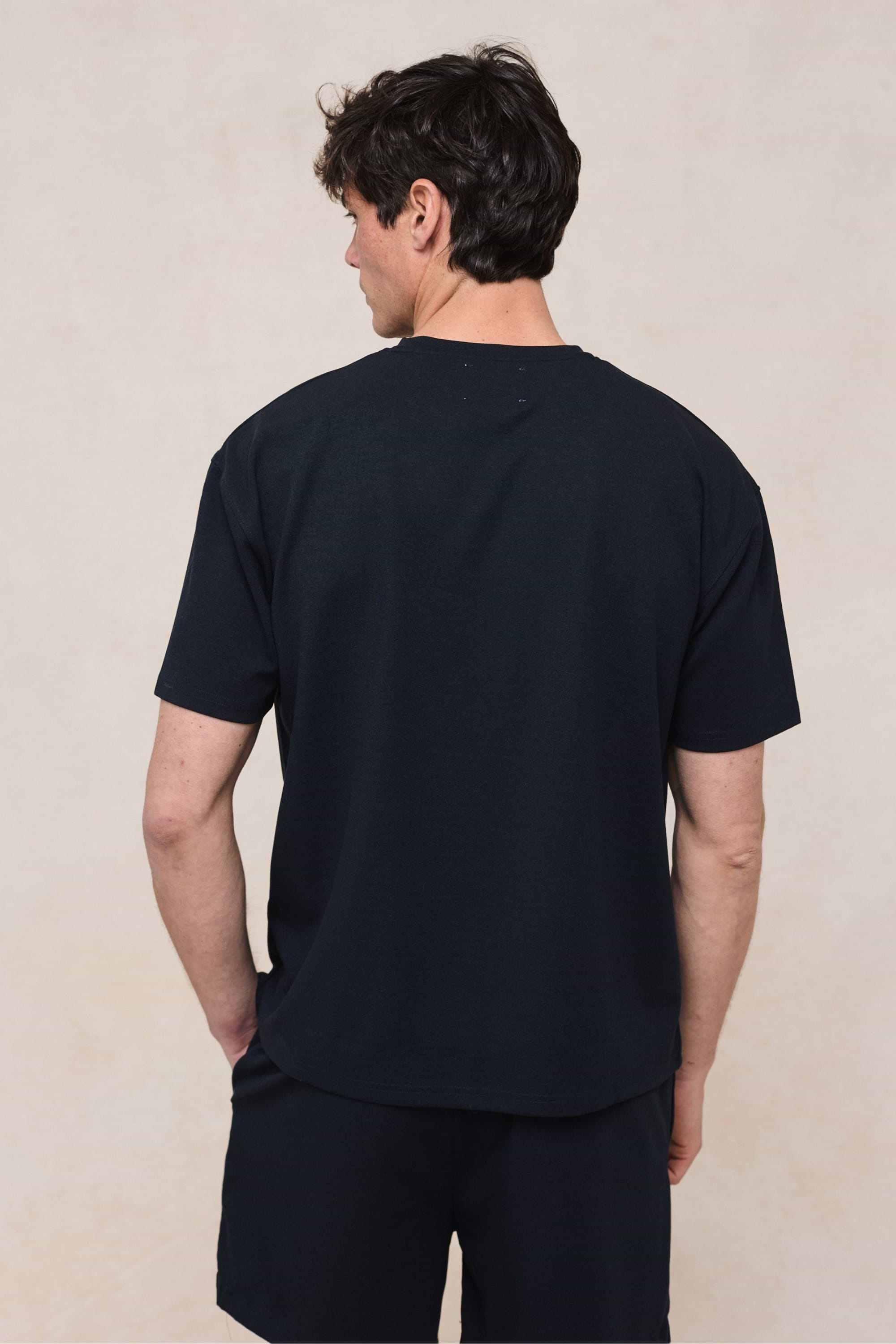 Tomas Crew Neck Textured T-Shirt - Navy