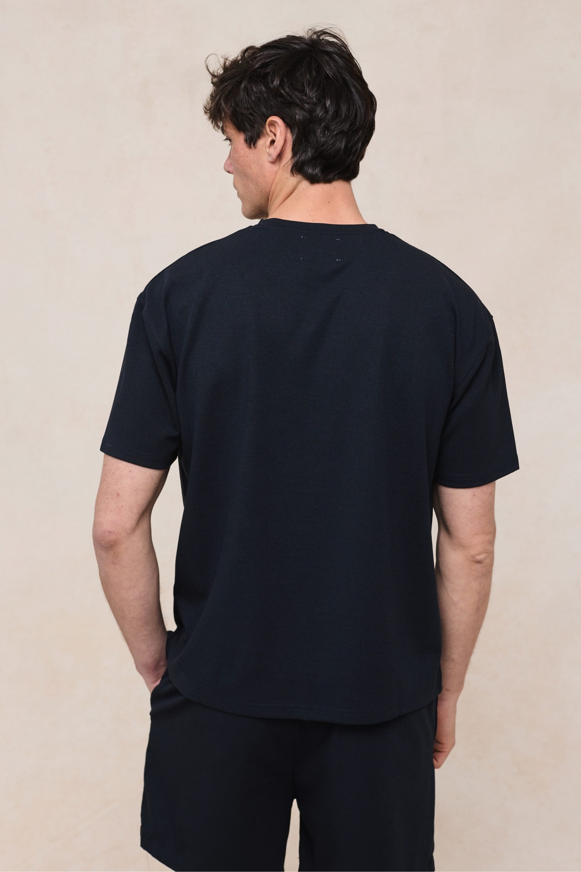 Tomas Crew Neck Textured T-Shirt - Navy