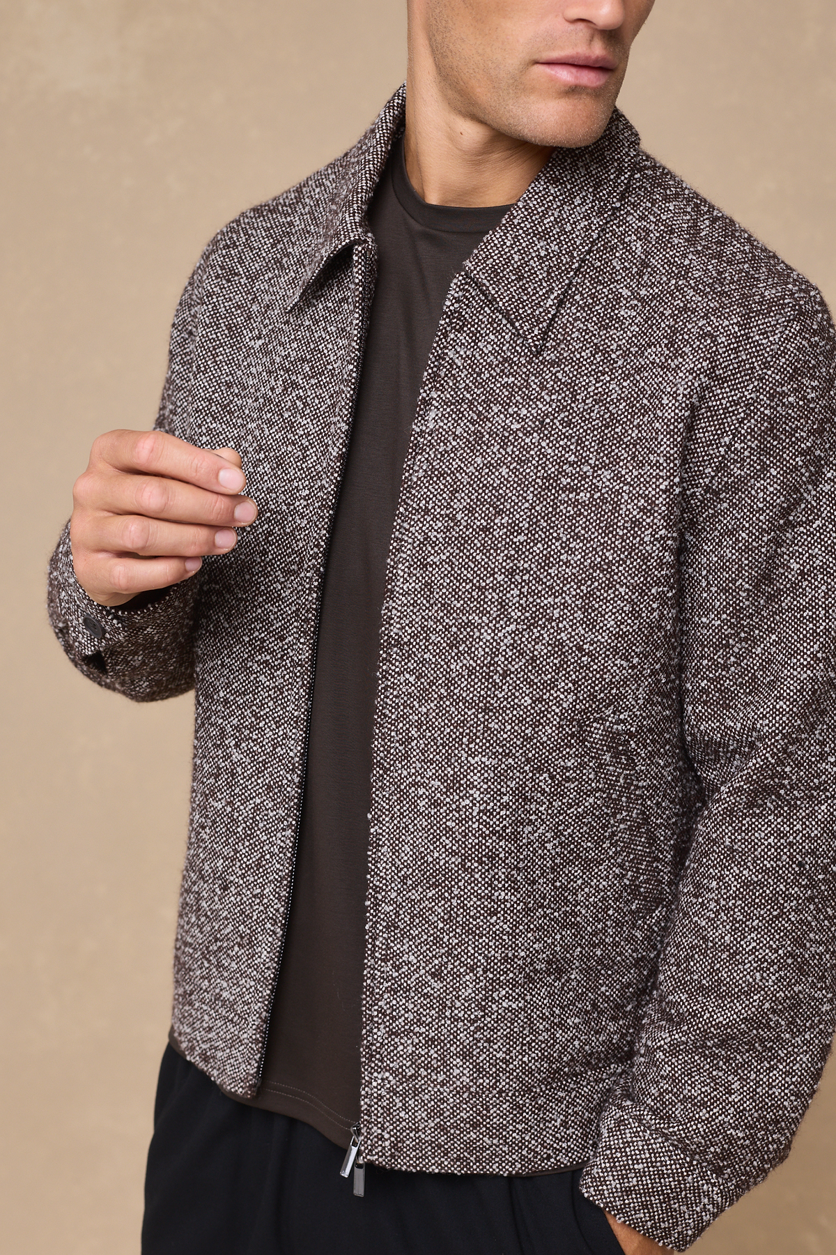 Bjorn Zip Through Blouson - Brown Multi
