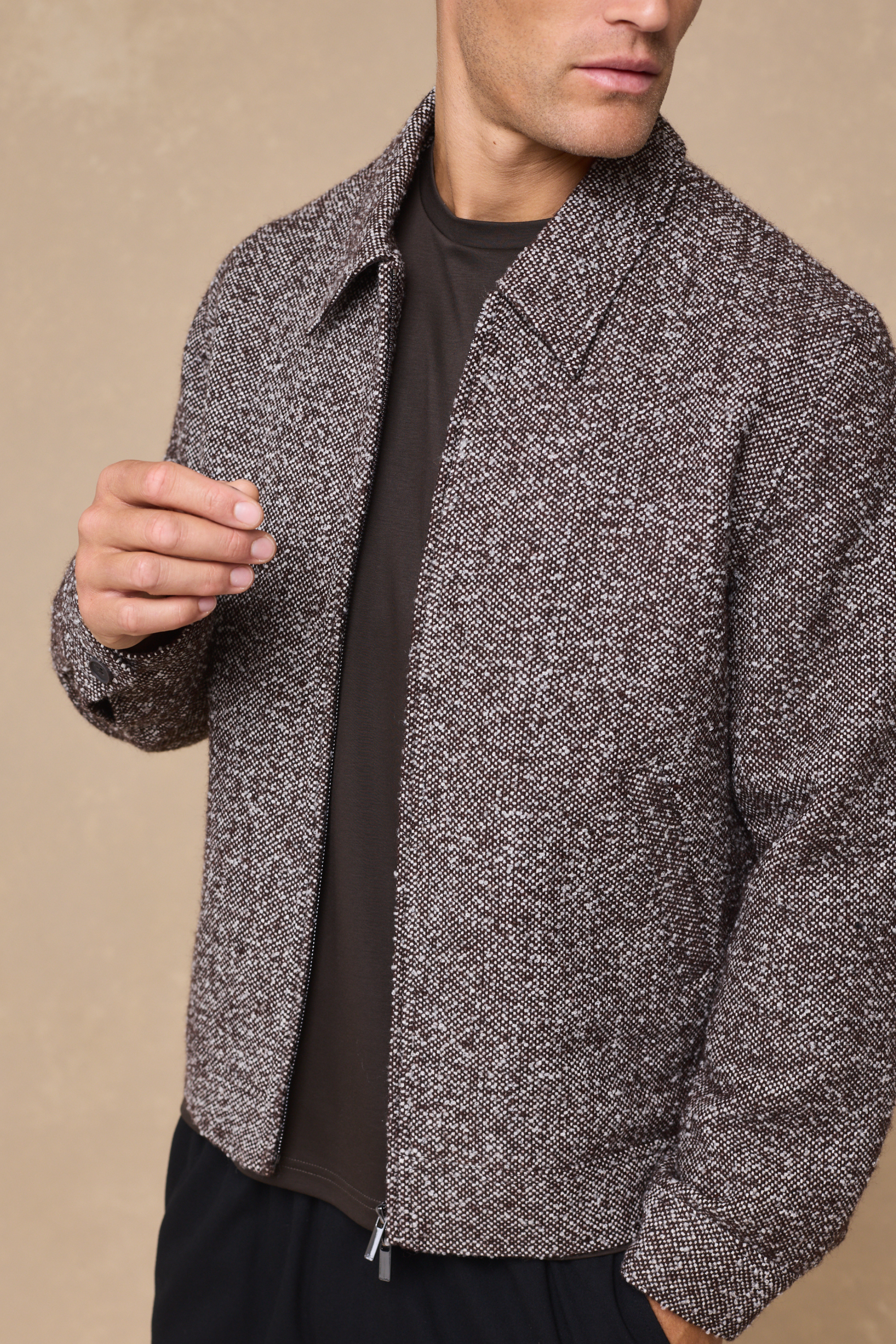 Bjorn Zip Thru Blouson - Brown Multi
