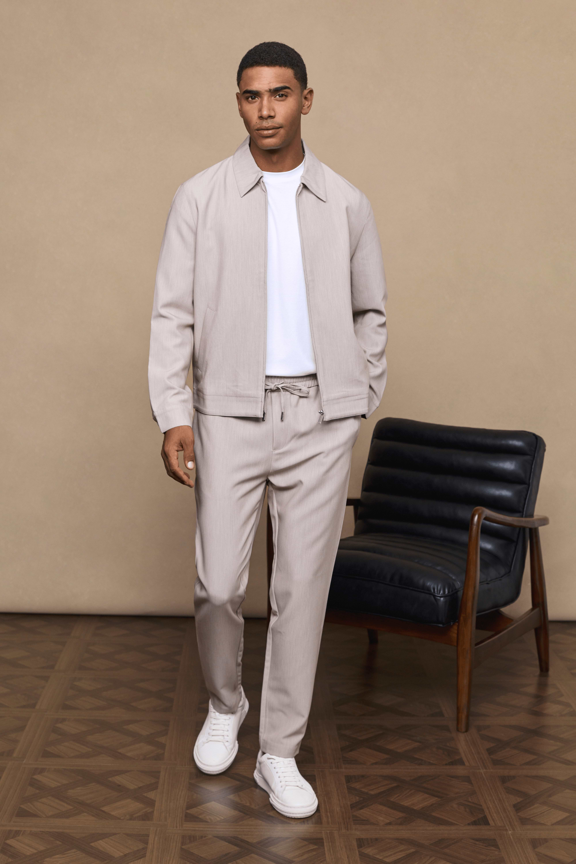 Emilio Zip Through Jacket - Oatmeal Marl