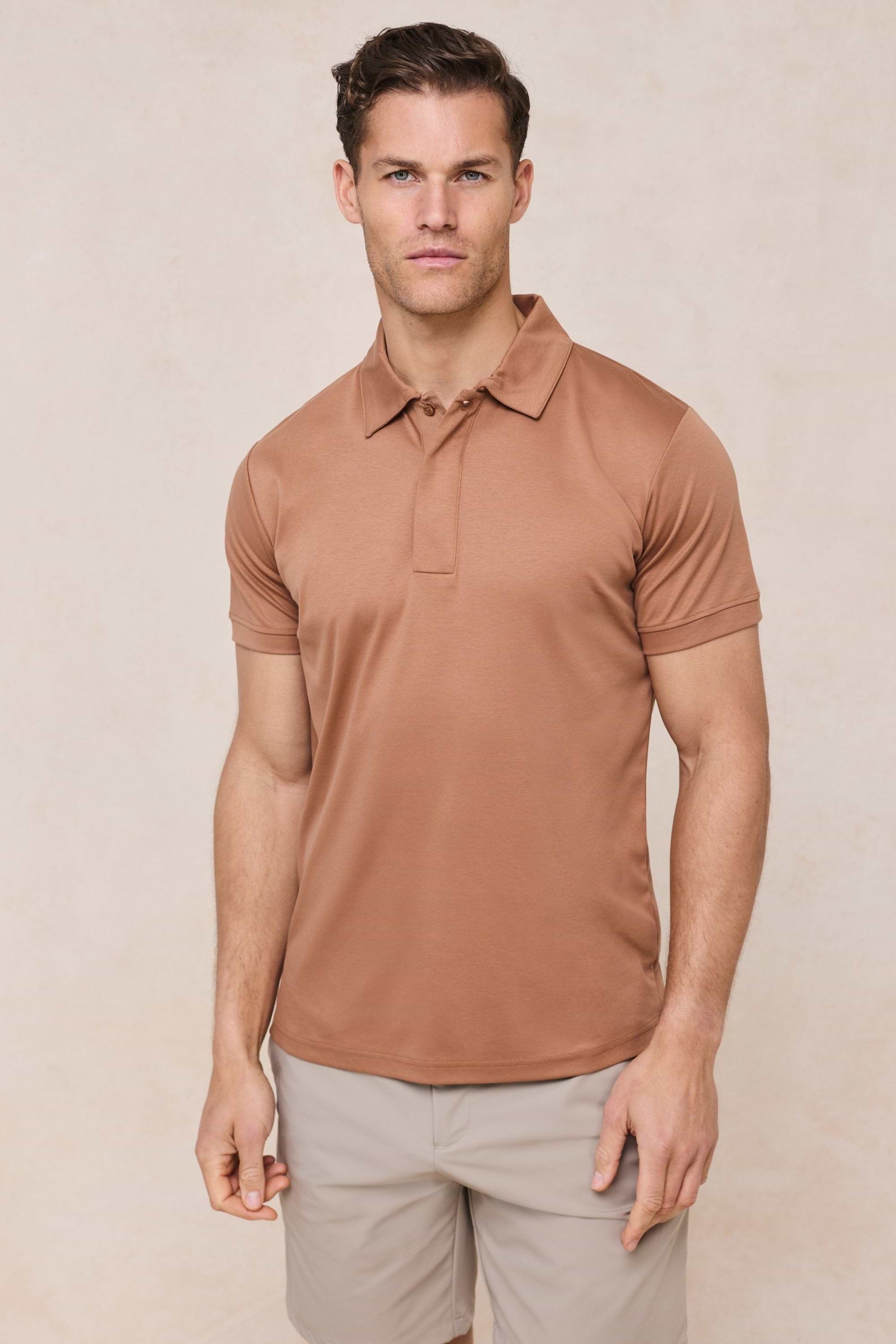 Santi Mercerised Polo Shirt - Rust Orange