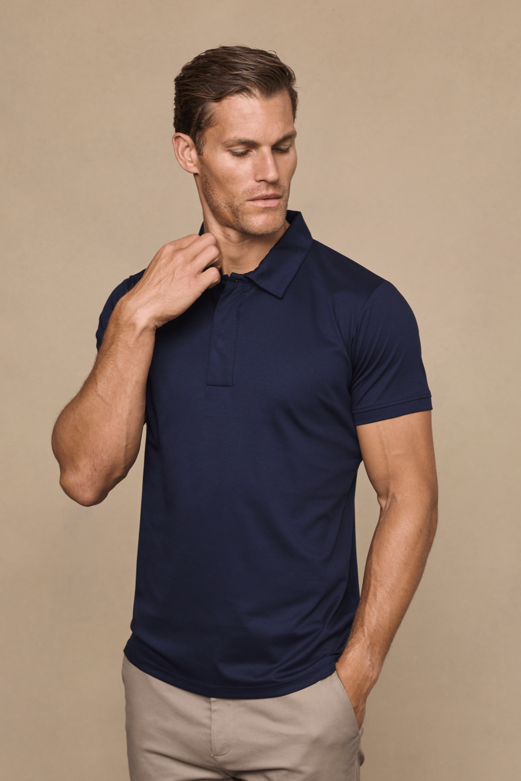 Santi Mercerised Polo Shirt - Navy