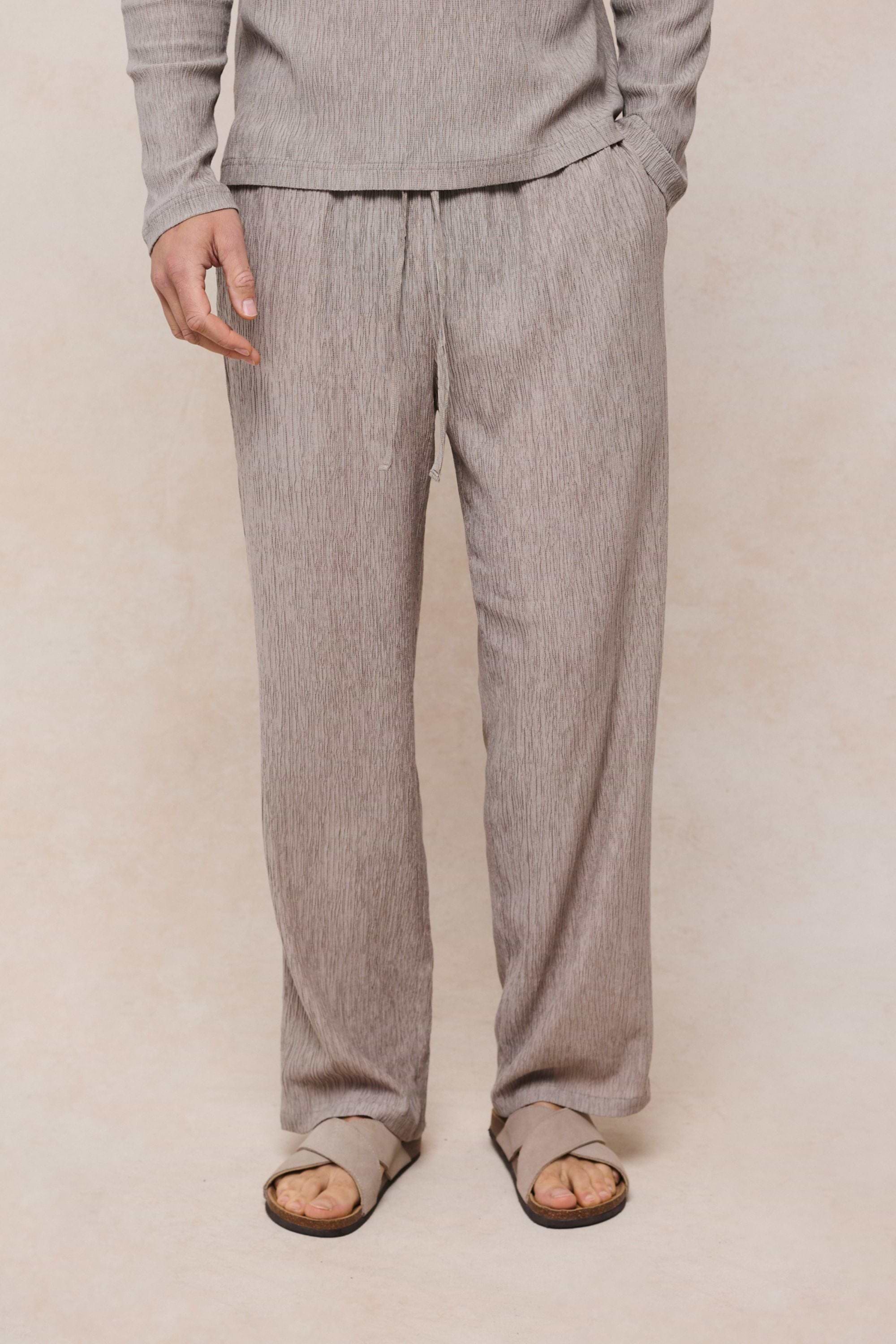 Arty Crinkled Elasticated Waistband Trouser - Mushroom