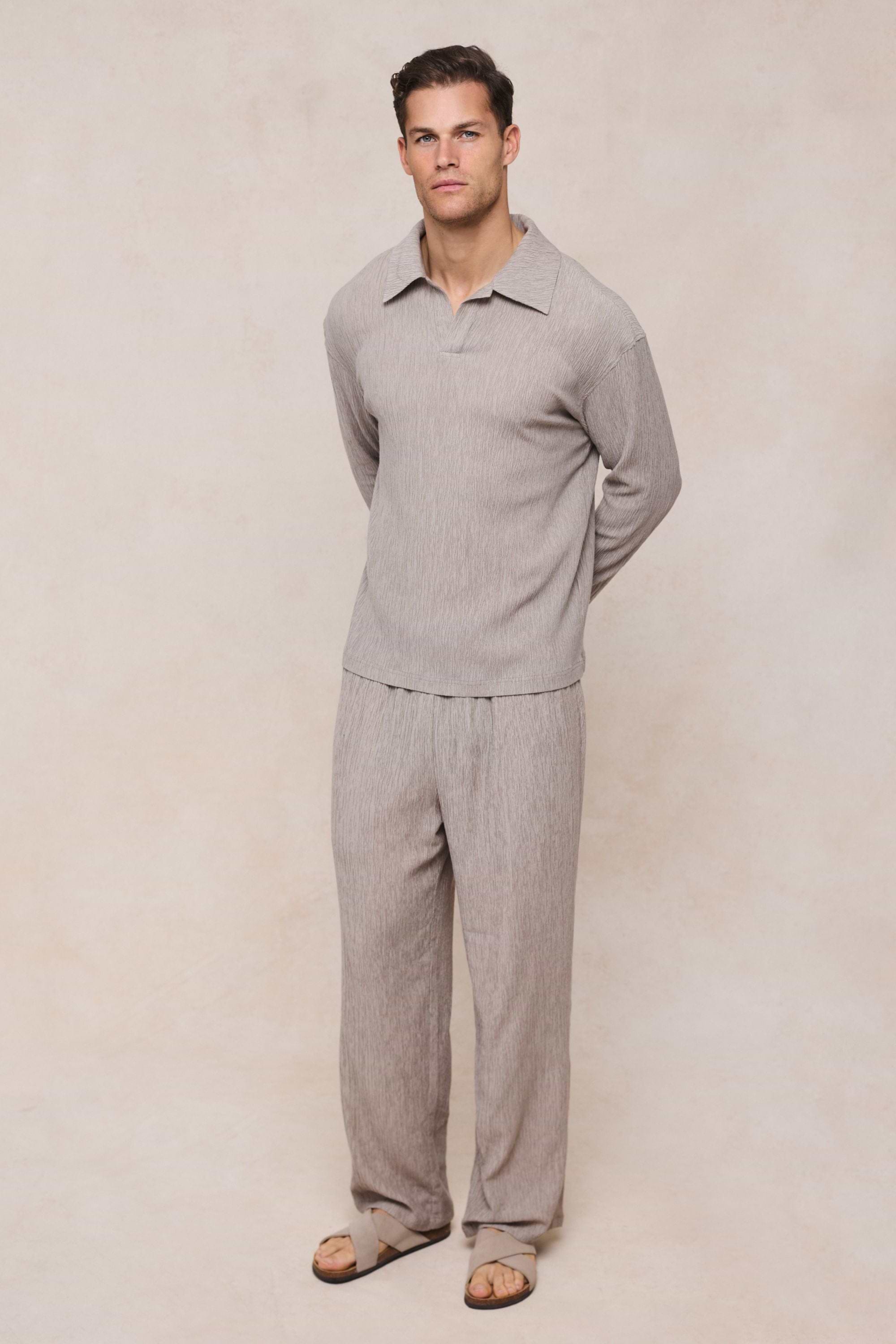 Arty Crinkled Elasticated Waistband Trouser - Mushroom